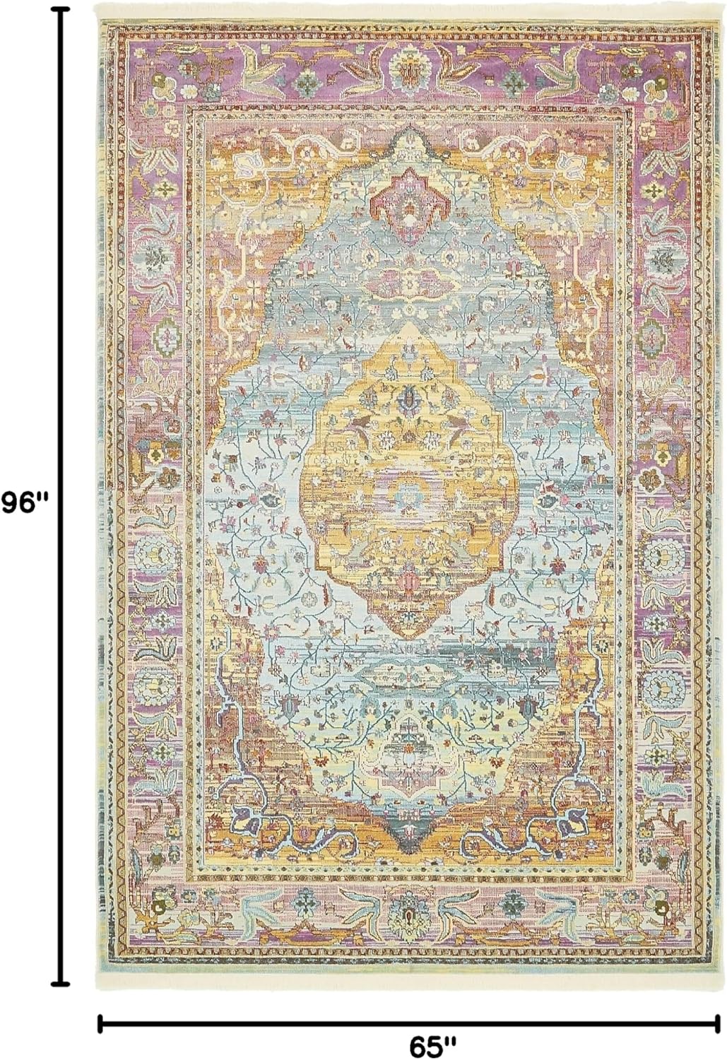 Unique Loom Baracoa Collection Area Rug - Miramar (5' 5" x 8' Rectangle, Light Blue/ Blue)