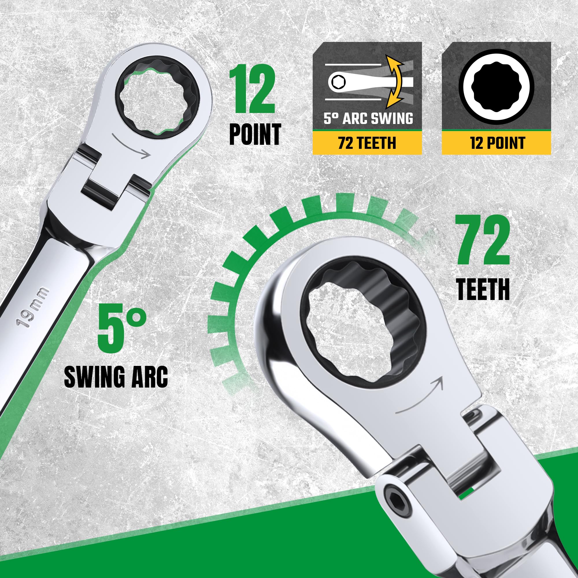 Spanner Set Flex Head Ratcheting Wrench Set Combination Ended Spanner