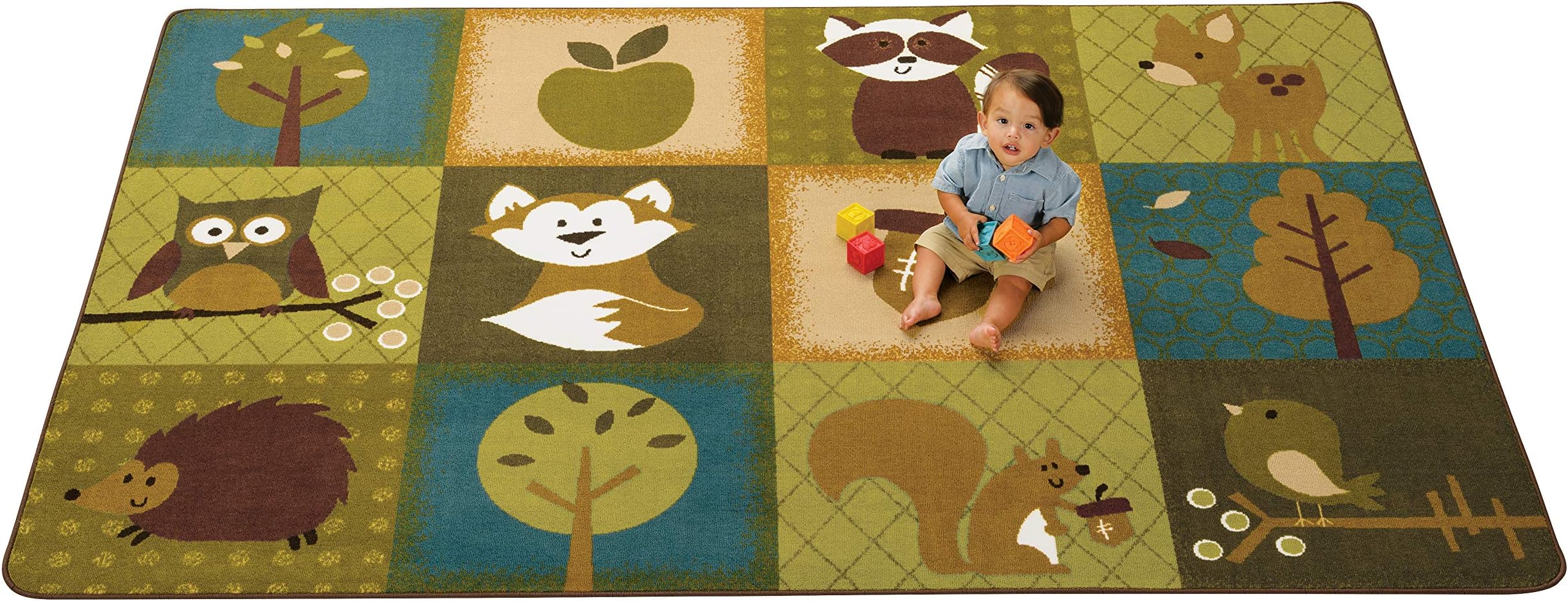 Carpets for Kids22726 KIDSoft Nature's Friends Toddler Classroom Kids Room Rug 9ft X 6ft Rectangle Nature Colors Brown