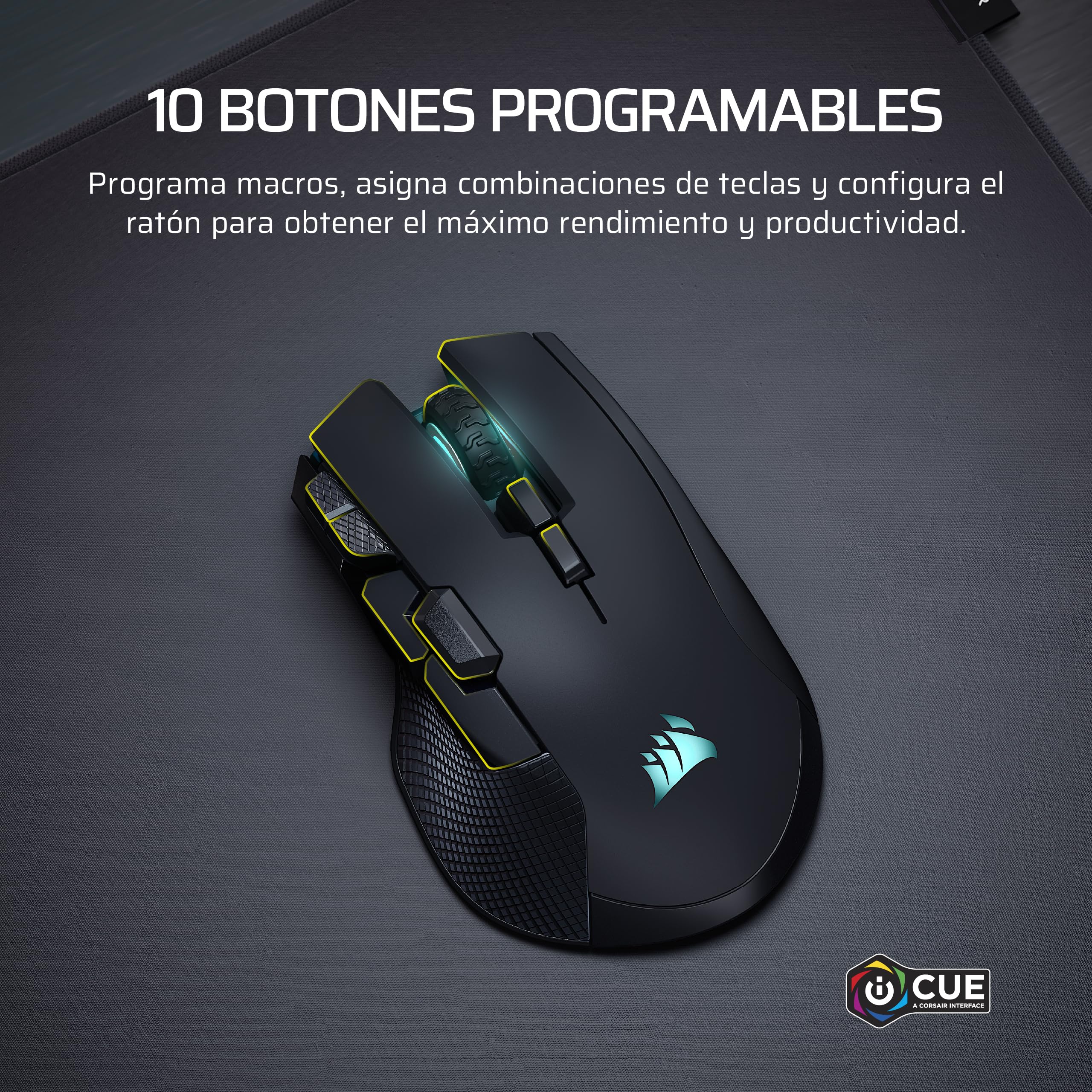 Corsair IRONCLAW Wireless SE (2026) Ratón para Juegos – Negro | 26 000 PPP, Diseño Ergonómico para Manos Grandes, 10 Botones Programables, para MOBA, FPS, MMO