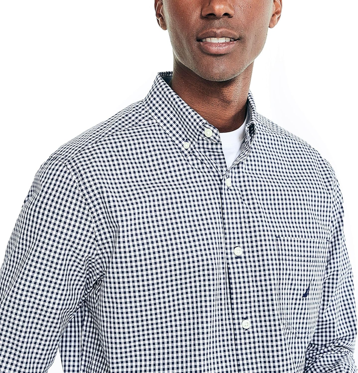 Nautica Mens Long Sleeve Gingham Plaid Button Up Shirt - Image 3