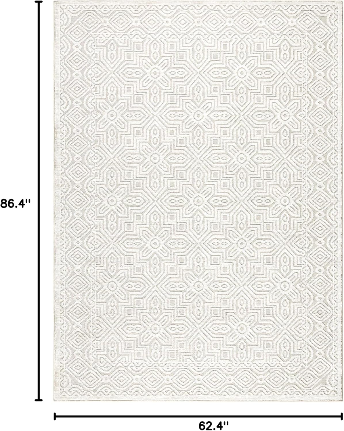 Ivory Medallion High-Low Texture Synthetic Area Rug