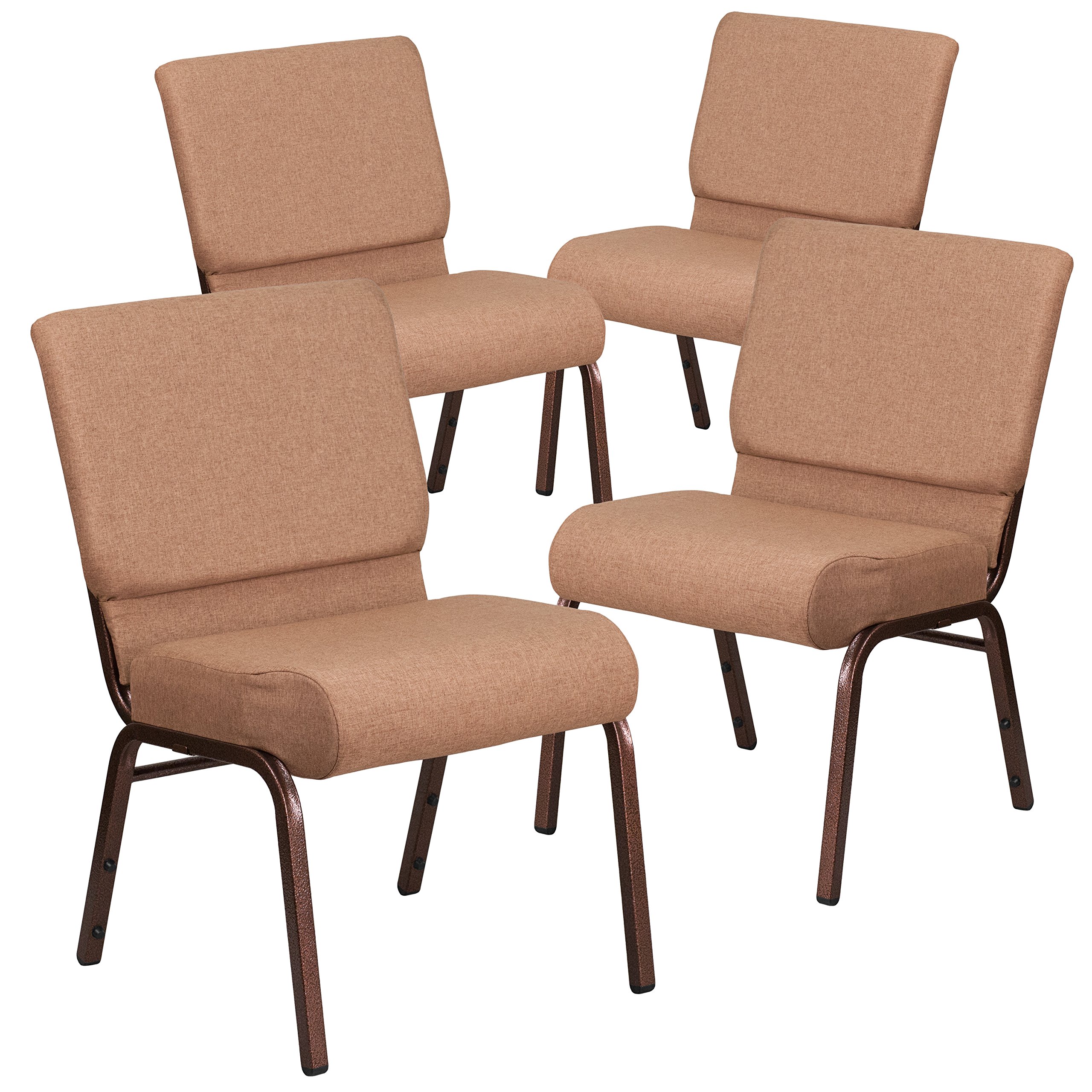 Flash Furniture Caramel Fabric/Copper Vein Frame / Set of 4 / Classic Stacking Chairs