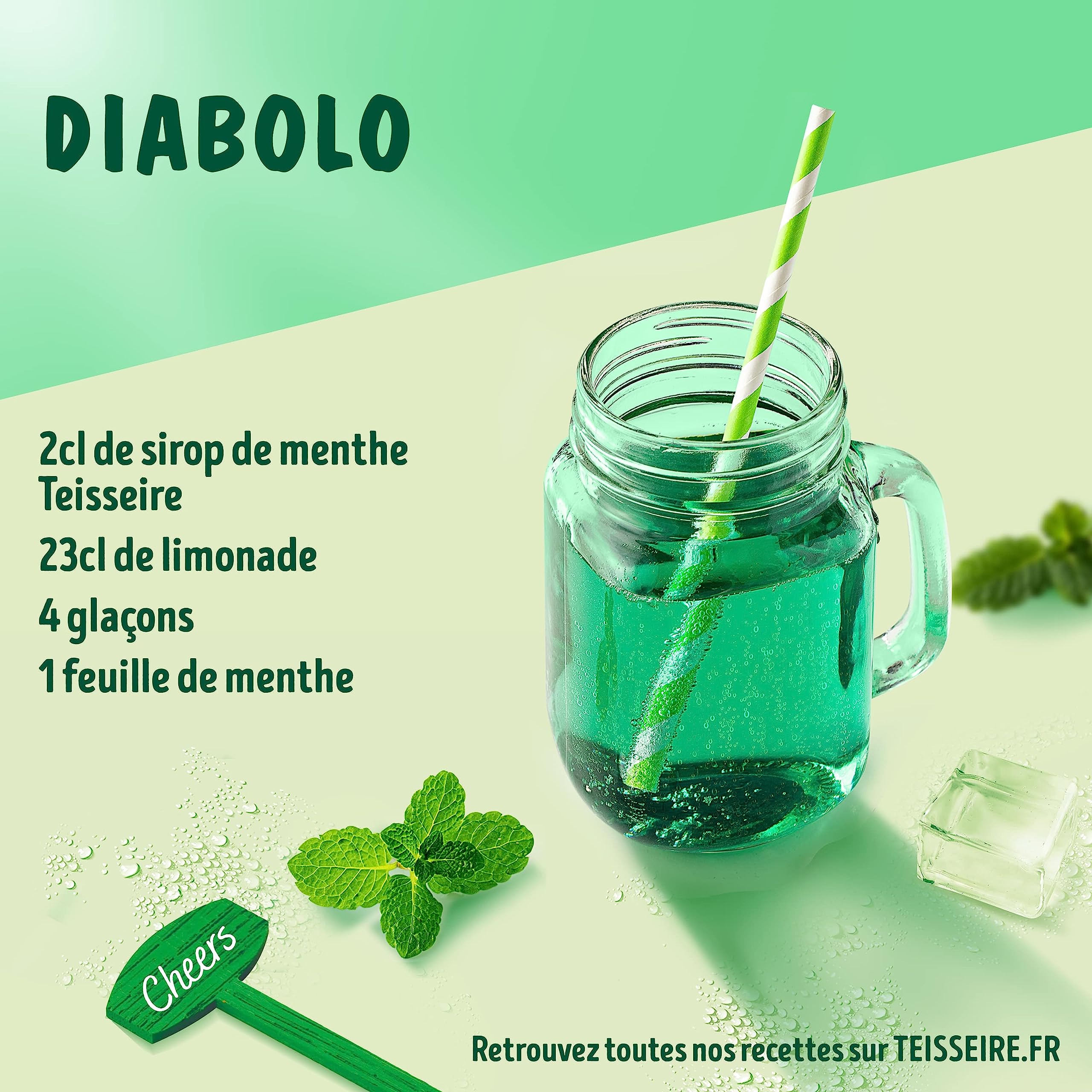 Teisseire Sirop de Menthe Verte pour Boisson Rafraîchissante, Cocktails, Bidon Recyclable (Lot de 3)