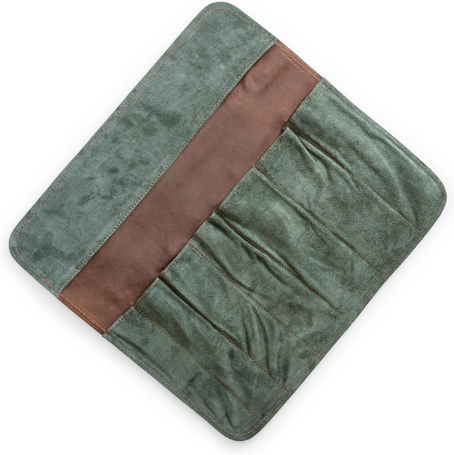 Angus Stoke Leather Knife Roll Bag for Chef`s - Premium Knife Roll Case made of Genuine Buffalo Leather – Durable knives storage Bag Samuel (Brown)