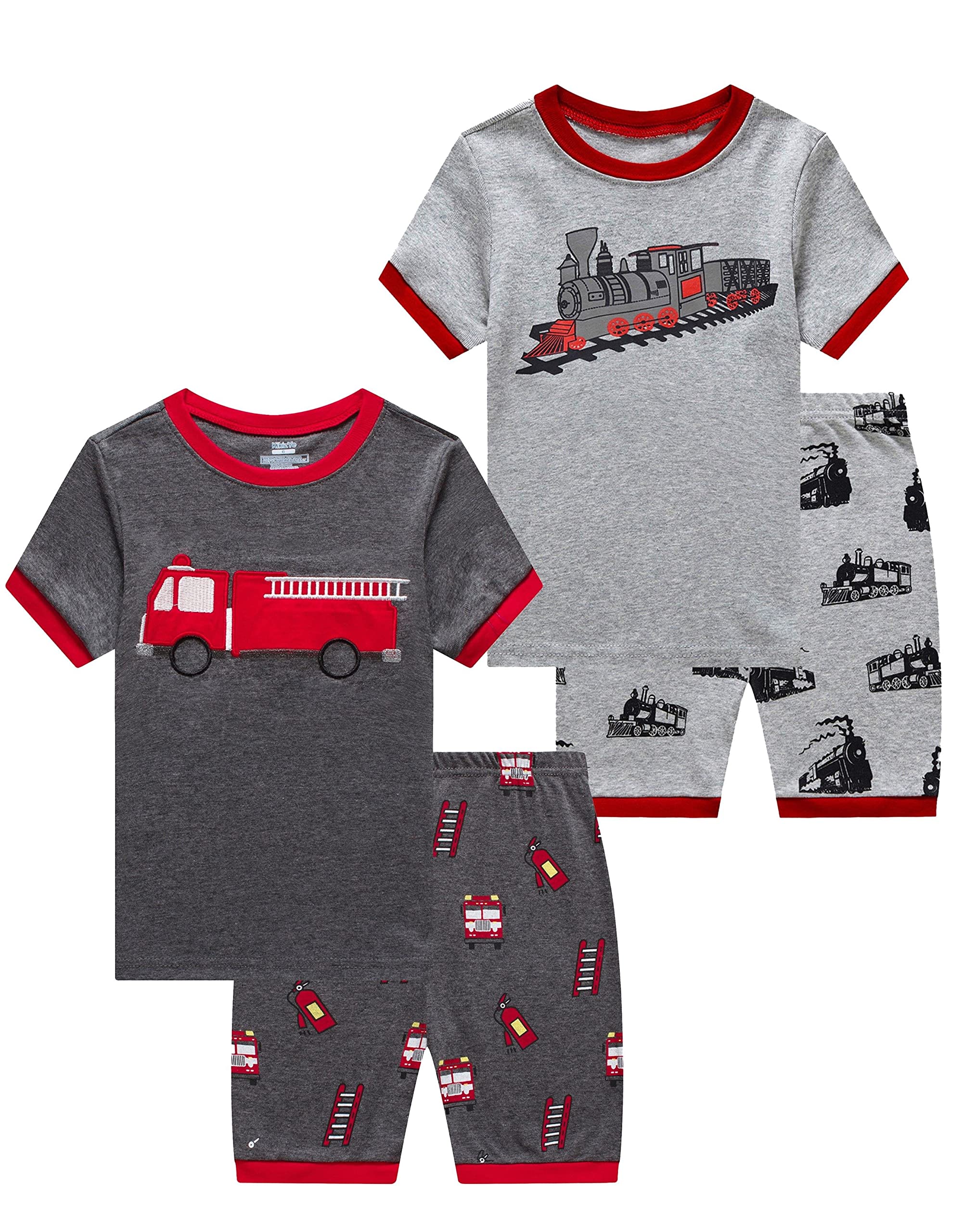 KikizYe Boys Short Sleeve Pajamas Kids Summer Pjs Children Pajamas