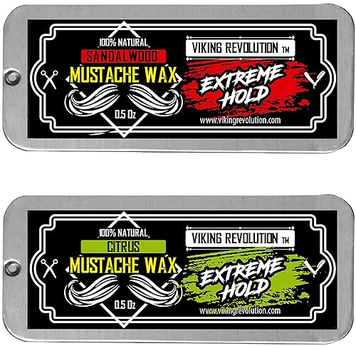 Viking Revolution Paquete de 2 cera para bigote Cera de agarre extremo para barba y bigote para hombres Fuerte sujeción ayuda a entrenar la