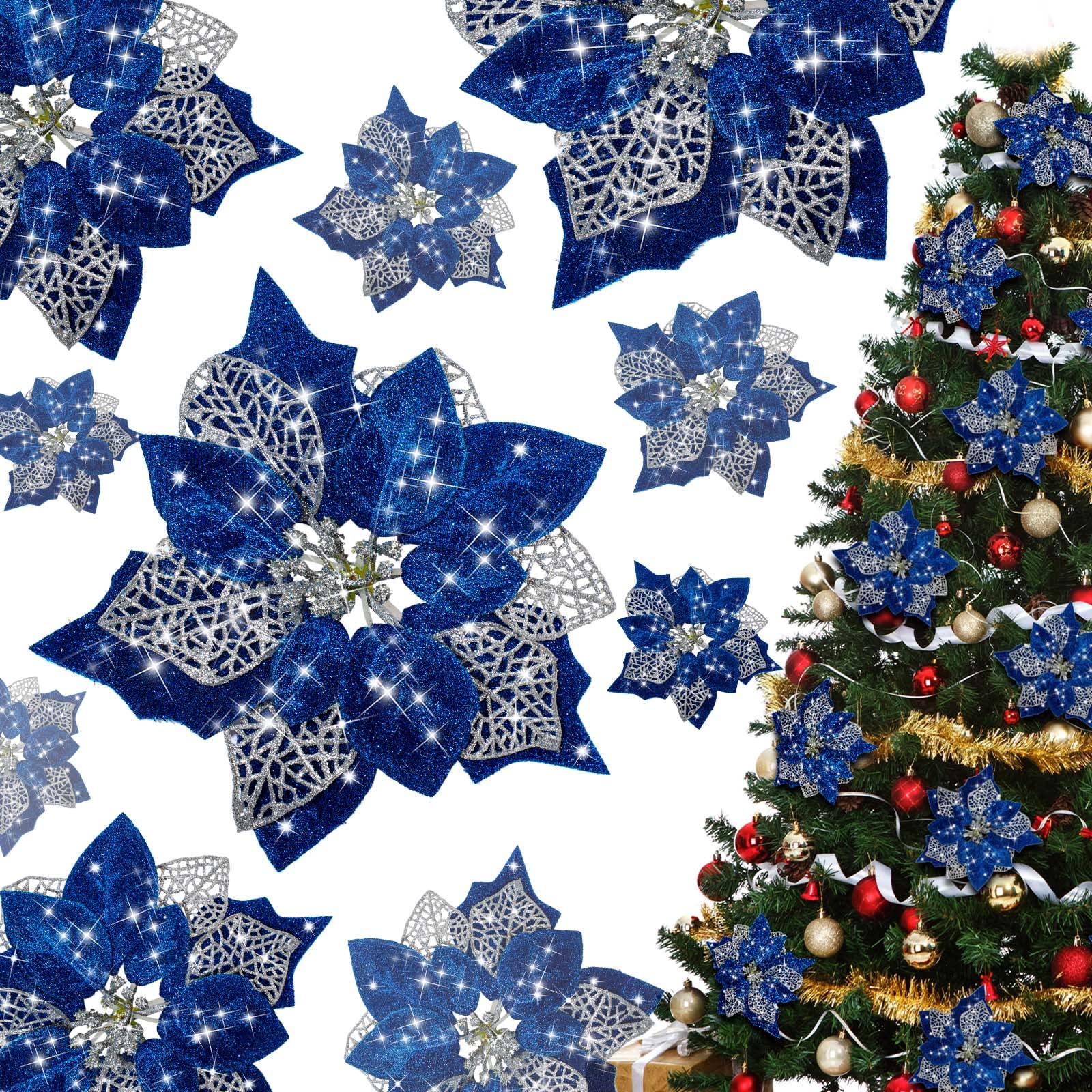 Fleurs artificielles bleu roi pour couronnes de Noël et décors de mariage