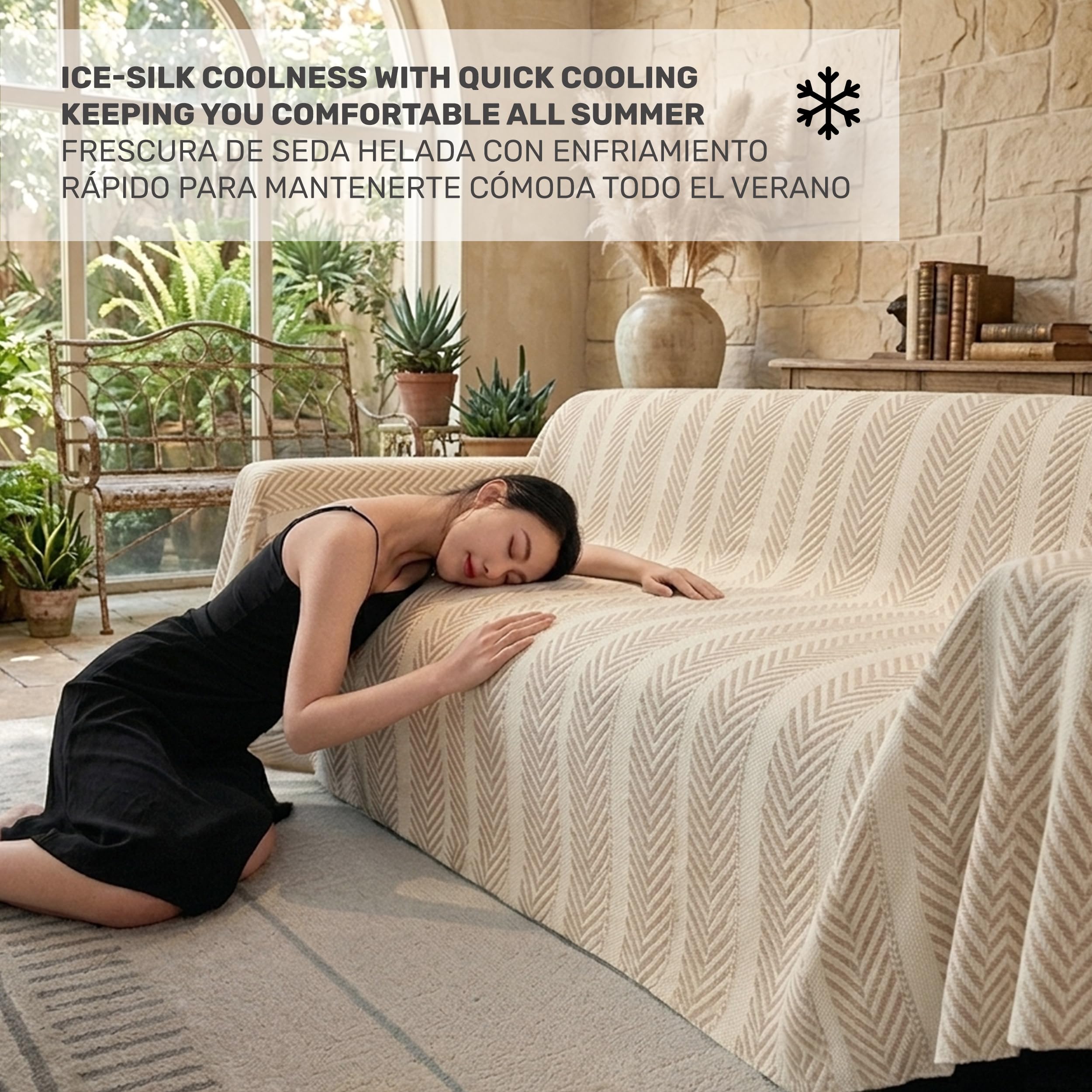 Cubresofá Tacto Refrescante Verano Antigarras para Gatos, Manta Sofá Ultraligera y Transpirable, Tejido Suave Tipo Seda Fría, Protector Sofá Lavable Antidesgaste, Multiusos Colcha Sofá Cama 180x260cm