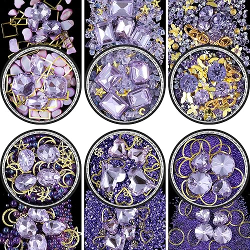6 Wheels Mixed Sparkle Nail Art Rhinestones Diamonds Crystals Butterfly