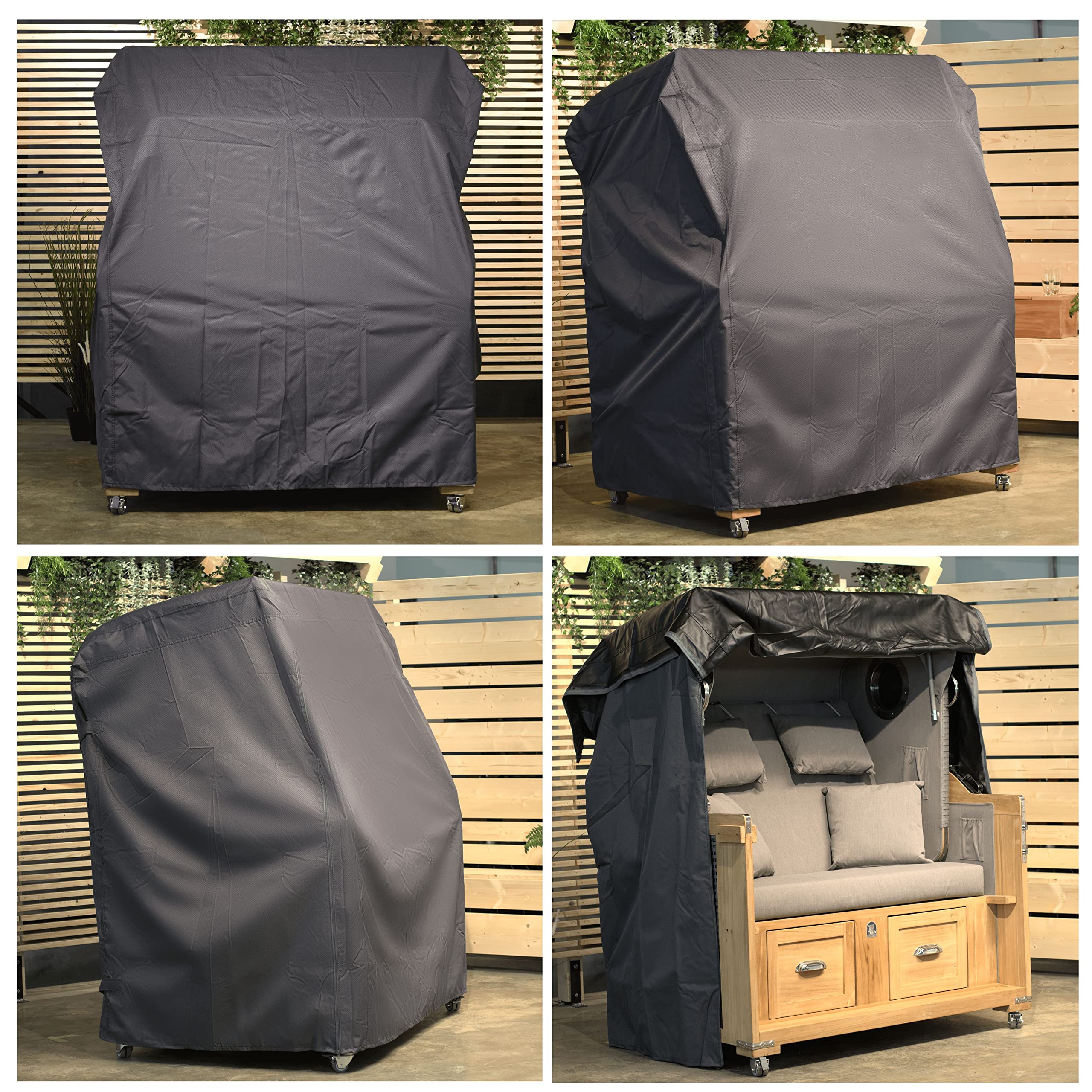 Strandkorb Schutzhülle Winterfest, Premium Abdeckhaube aus Ripstop Gewebe mit TPU Beschichtung, wasserdicht, reißfest, UV-beständig und atmungsaktiv (M 120cm)