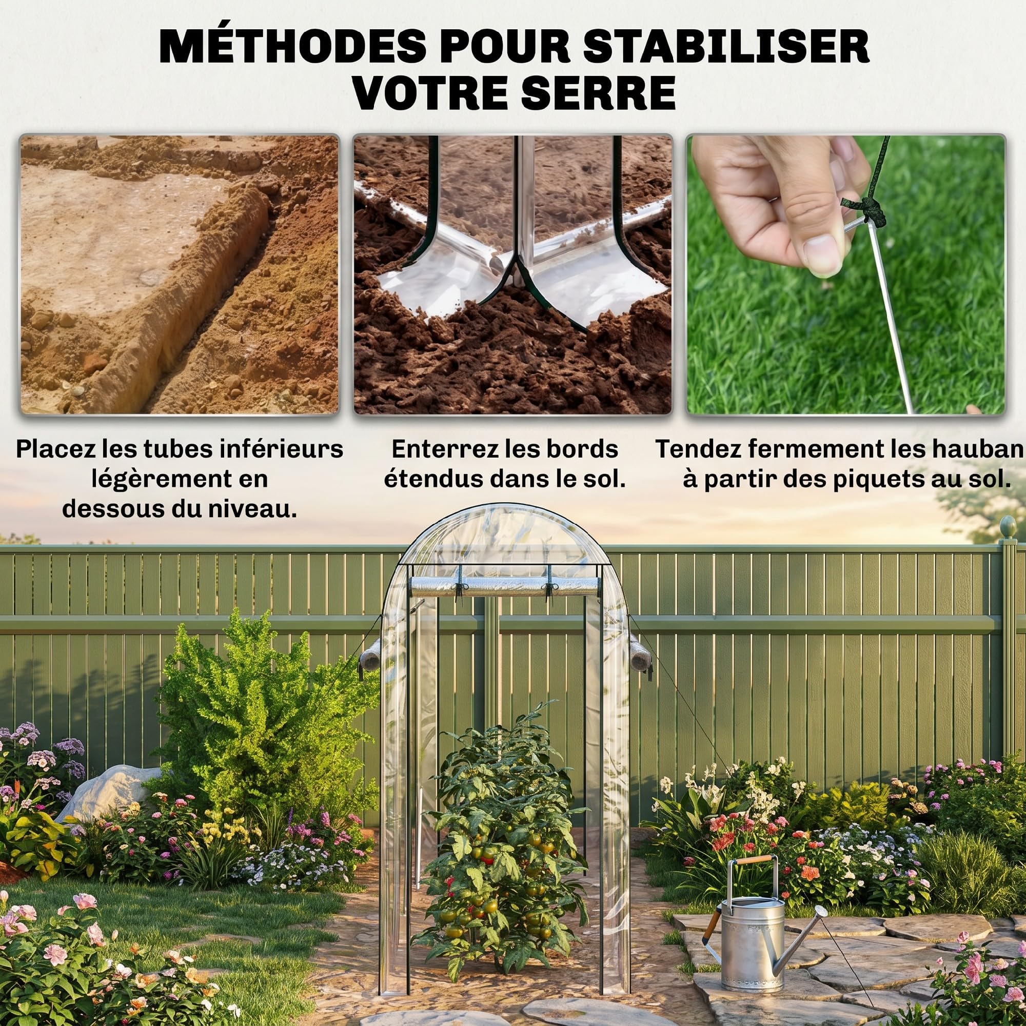 Outsunny Serre Tunnel de Jardin 3 m² 8 Portes 295x100x197cm Transparent