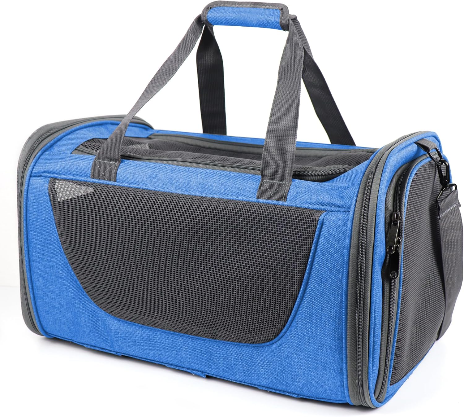 Prokei Cat Carrier with Wheels for Dogs, Telescopic Handle Pet Travel Bag,Trolley Rolling Carriers for Small Medium Animals Kitten Puppy(Blue)