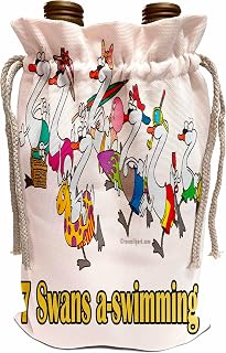3dRose Wine Bag Seven Swans a-Swimming - 13.5 by 8.5-inches (wbg_104313_1)