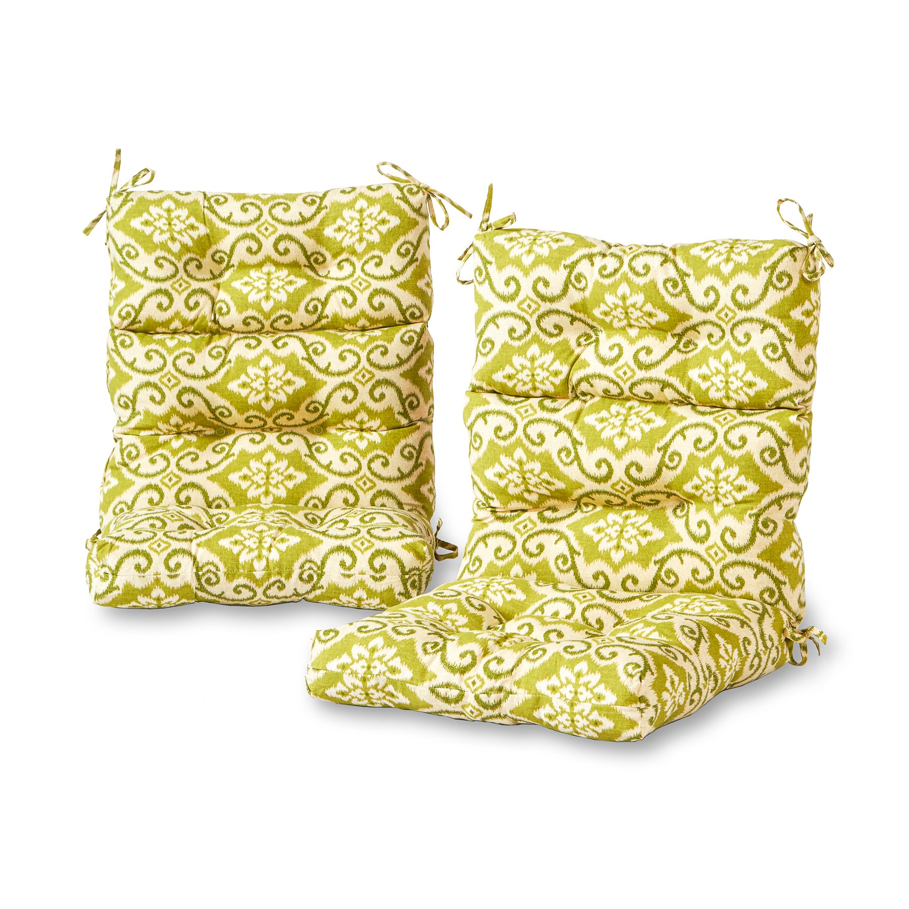 Greendale Home Fashions Outdoor 44 x 22-inch High Back Chair Cushion, Set of 2, Avocado 2 Count