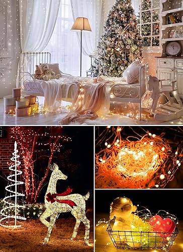 Miniatura 6 de Minetom Guirnalda de luces de hadas que cambian de color, 33 pies, 100 luces LED de alambre plateado, luces de hadas estrelladas con control remoto