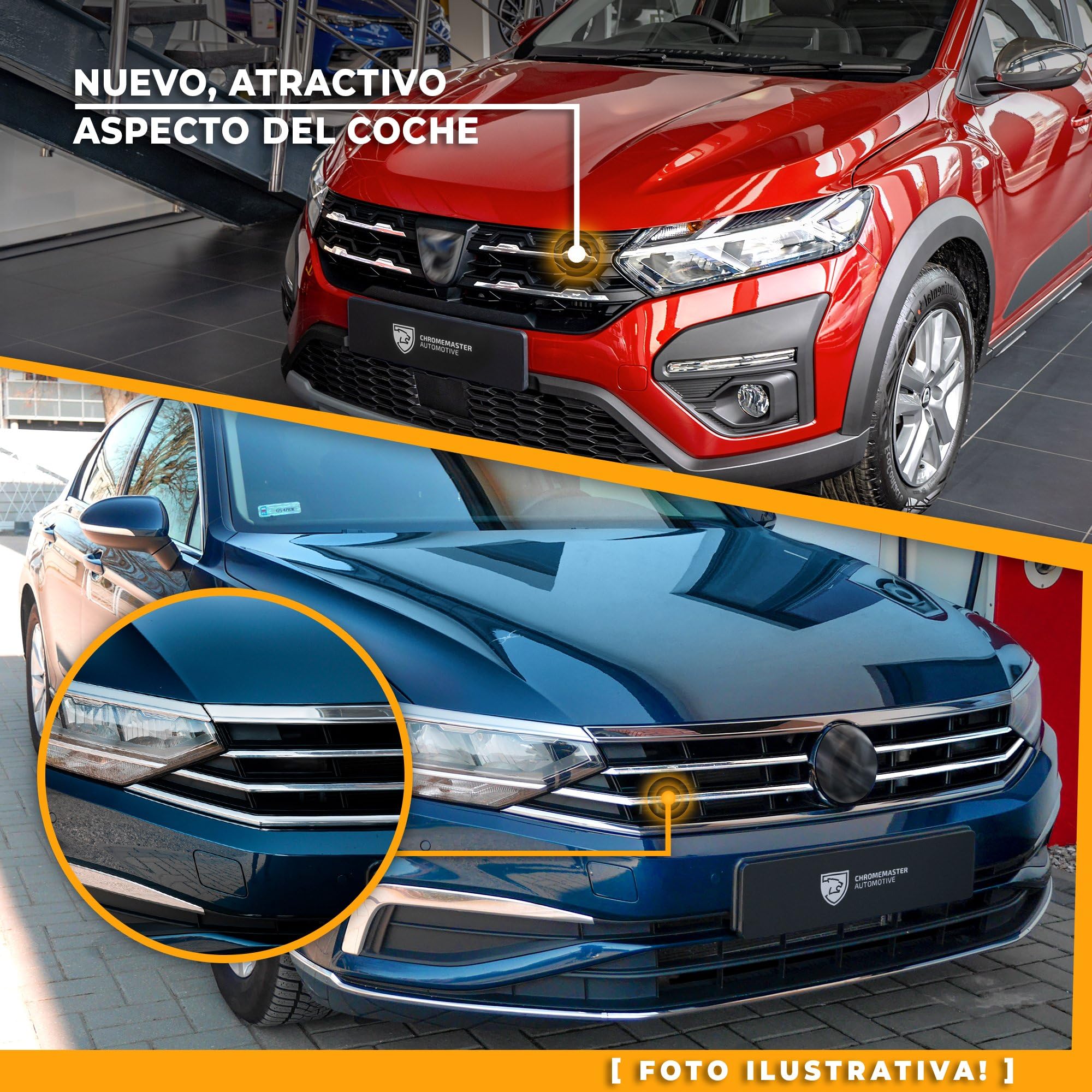 CHROMEMASTER | Compatible con VW Tiguan 2016-2020 | Molduras del Radiador Delantero; Rejillas para el Coche; Acero inoxidable Pulido | Nuevo, Atractivo Aspecto del Vehículo
