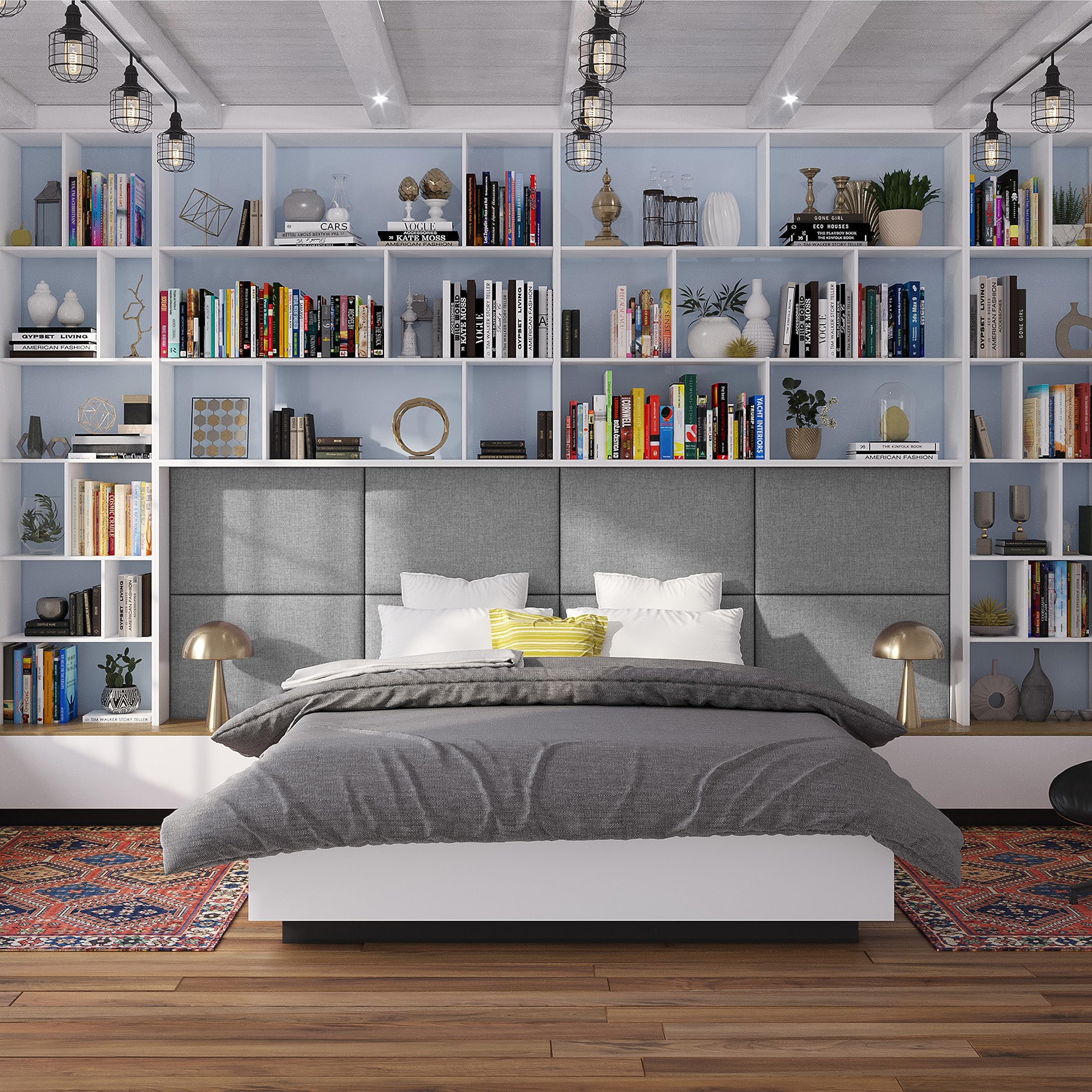 Wall Mounted Bookcase Headboards Modern Bookshelves & Bookcases: