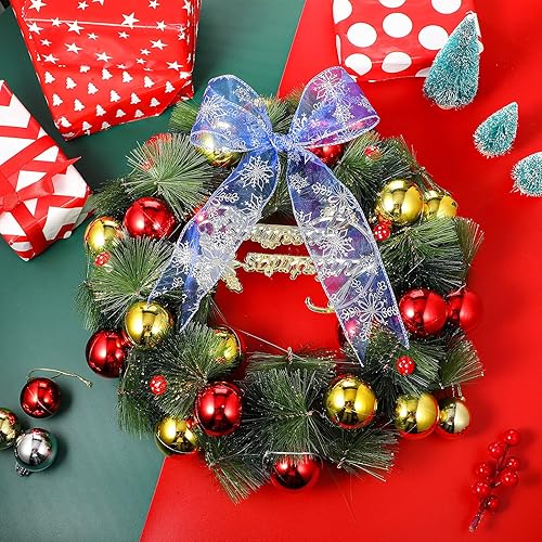 Miniatura 6 de Cinta de organza de 2.5 in de ancho, con copos de nieve, cinta transparente con purpurina con carrete para envolver regalos, decoración de fiesta de