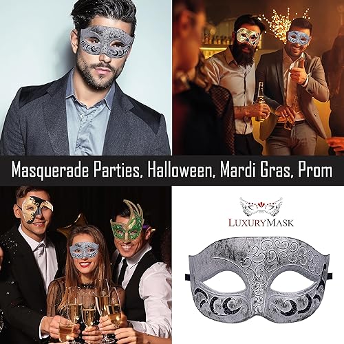 Miniatura 32 de Máscara de mascarada para hombre, máscara de aspecto antiguo para Halloween, fiesta veneciana, fiesta de máscaras y baile de máscaras