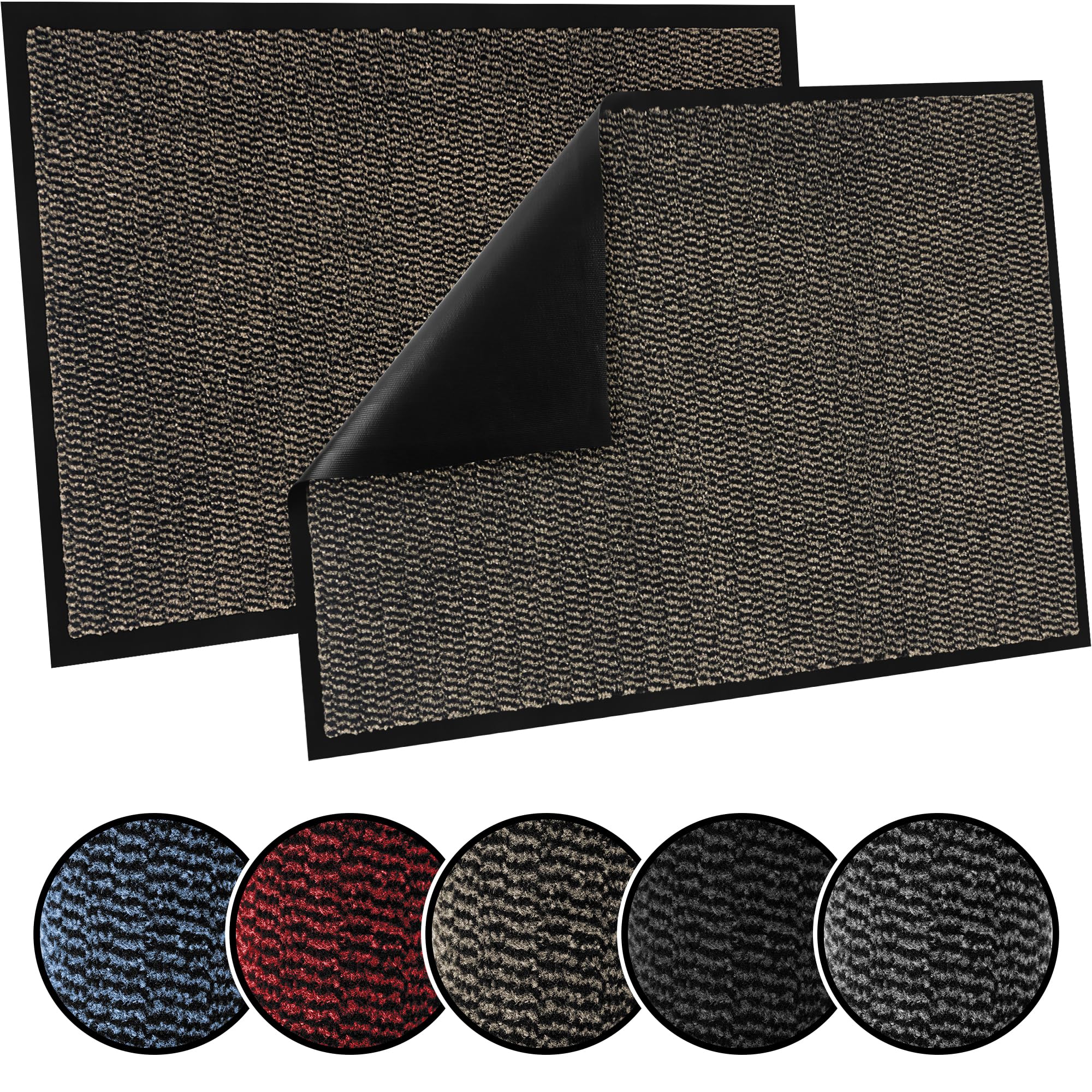 TrendMakers Door Mat Indoor & Outdoor Non-Slip Rubber Backed door mats indoor Super Absorbent Washable Dirt Trapper doormats - Durable & wrinkle-free Barrier Rug (Light Beige/Black - 40cm x 60cm) — image 1