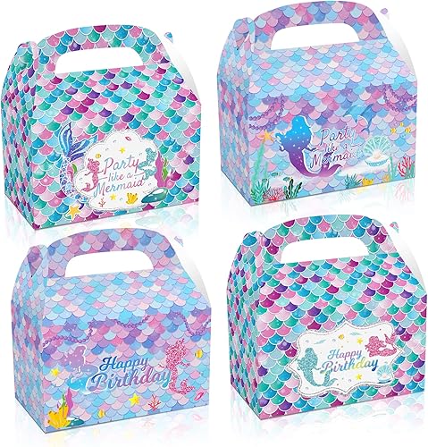 12 cajas de regalo para fiesta de memaid, decoración de fiesta de feliz cumpleaños, decoración bajo el mar, cajas de dulces para fiesta de