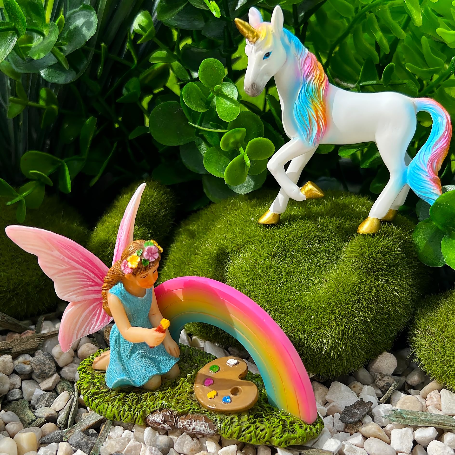 Mood Lab Fairy Garden - tęczowy jednorożec zestaw 2 szt. - miniaturowe figurki i akcesoria zestaw