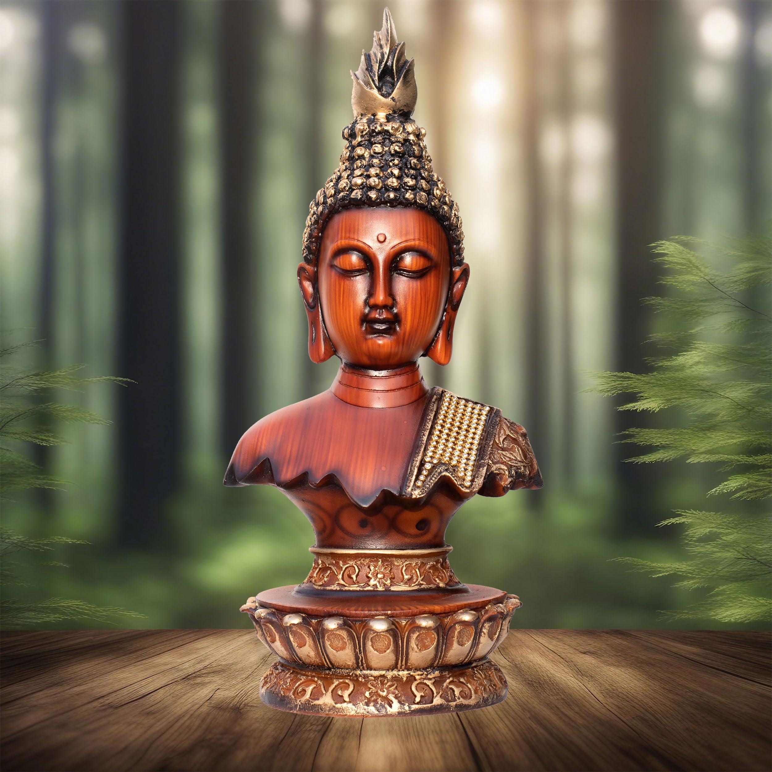 12-inch Serene Buddha Statue Wooden Finish Poly-Resin Meditation Sculpture for Mindfulness, Peace, Spiritual Enlightenment and Home Decor — photo — 9 of 9