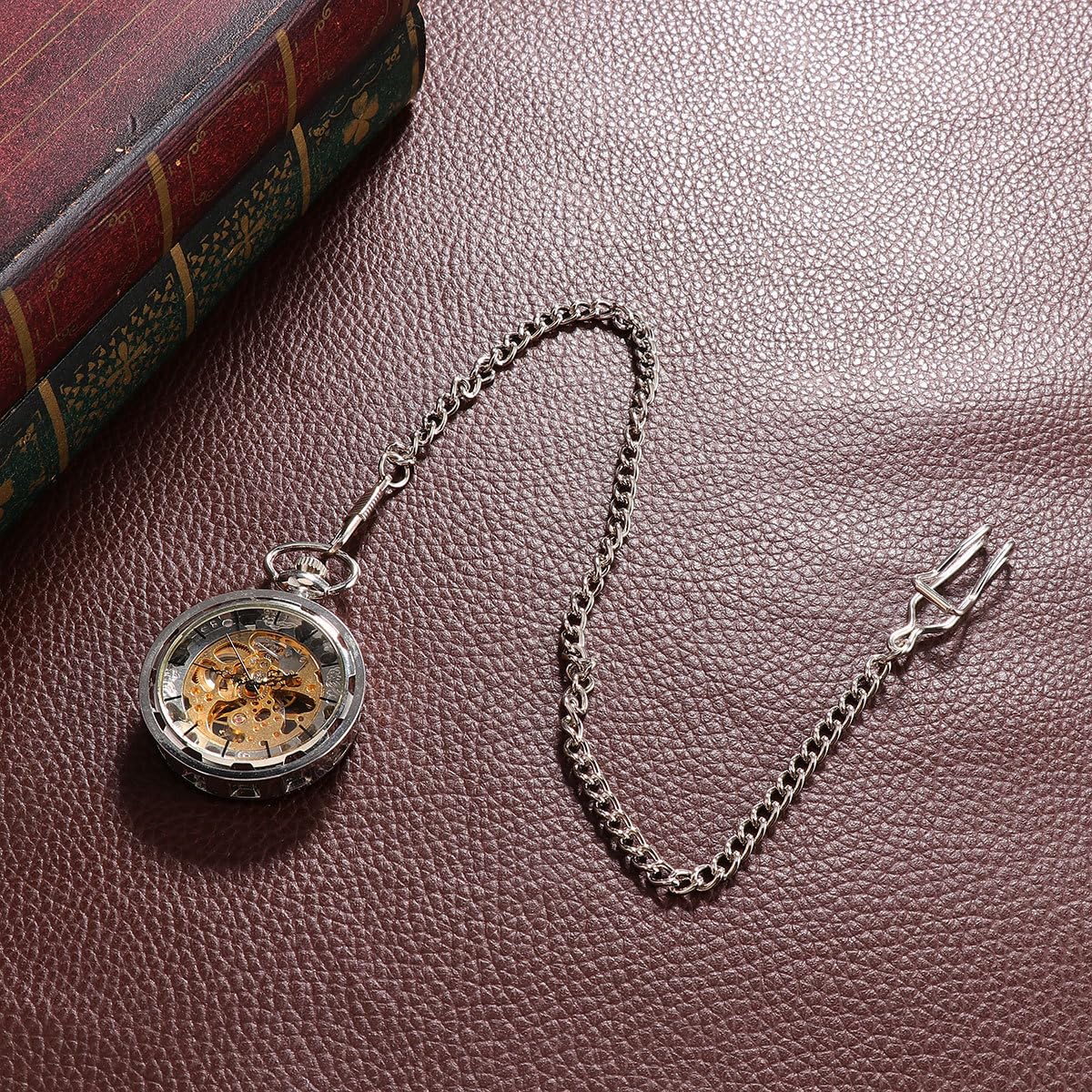 Vintage Taschenuhr Damen Silber mit Mechanischem Handaufzug Legierunggehäuse Durchbrochenes Design Tragbar als Kette für Besondere Anlässe