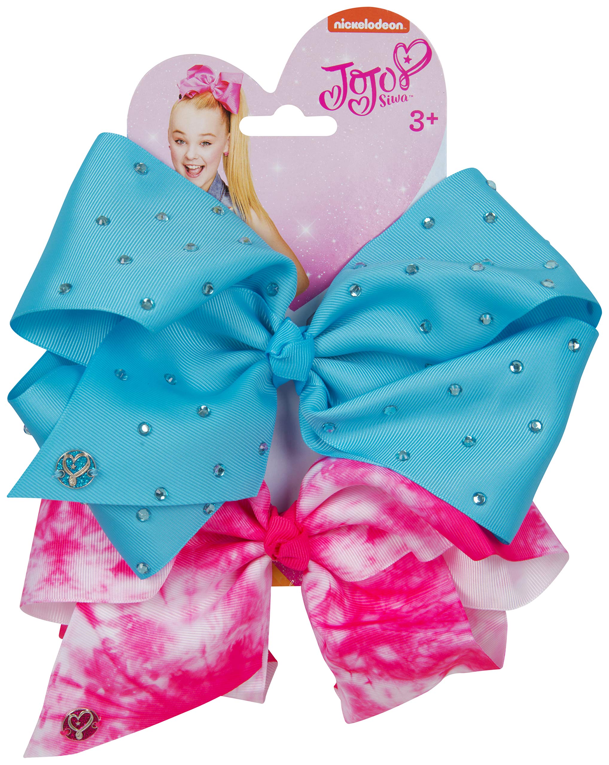 Jojo Siwa Jojo Bow Child Hair Accessories with a Secure Clip for Children Girlsren Kids Girls, Neon Blue and Neon Pink