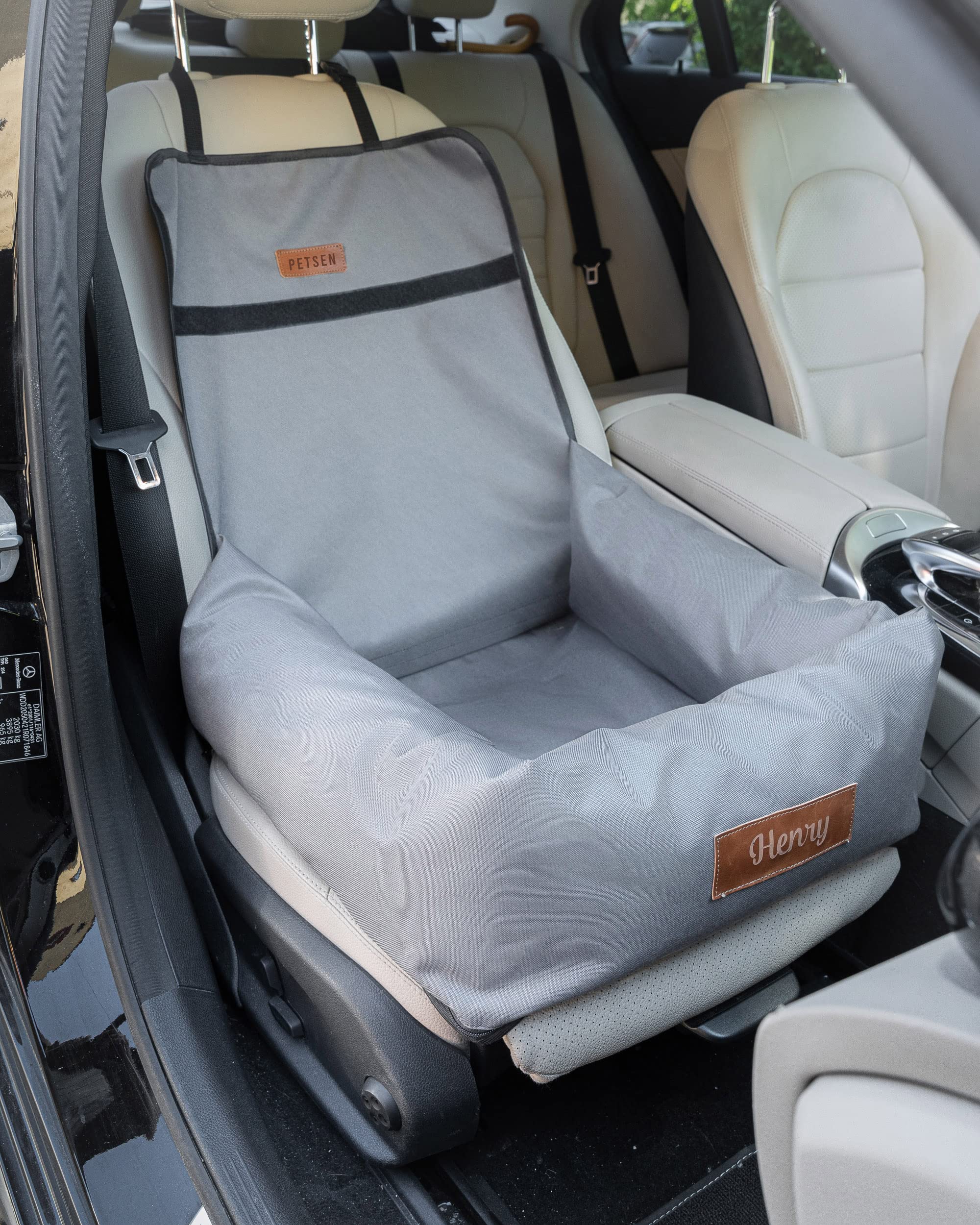 Hundeautositz klein personalisiert, Hundesitz Auto mit Leine für Rückbank, 2in1 Hundebett Auto und Transporter für kleine Hunde und Katzen
