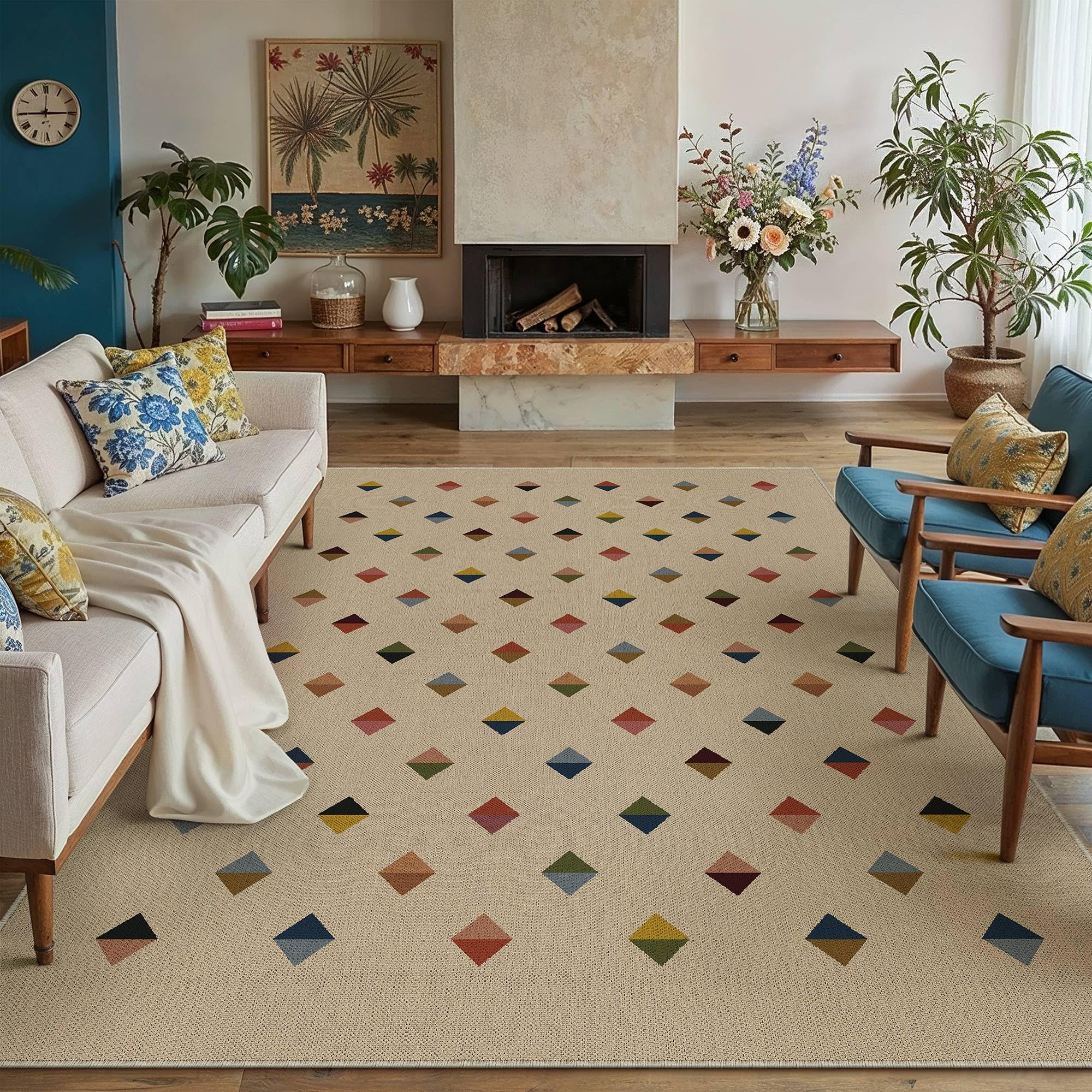 HUGEAR Checkered Rug