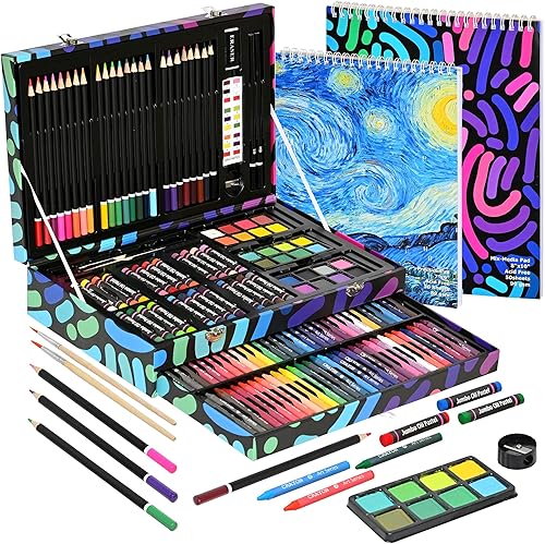 Juego de arte para colorear, 147 suministros de dibujo artístico, kit de pintura artística para colorear, suministros portátiles de arte y disponible en Yaxa Colombia