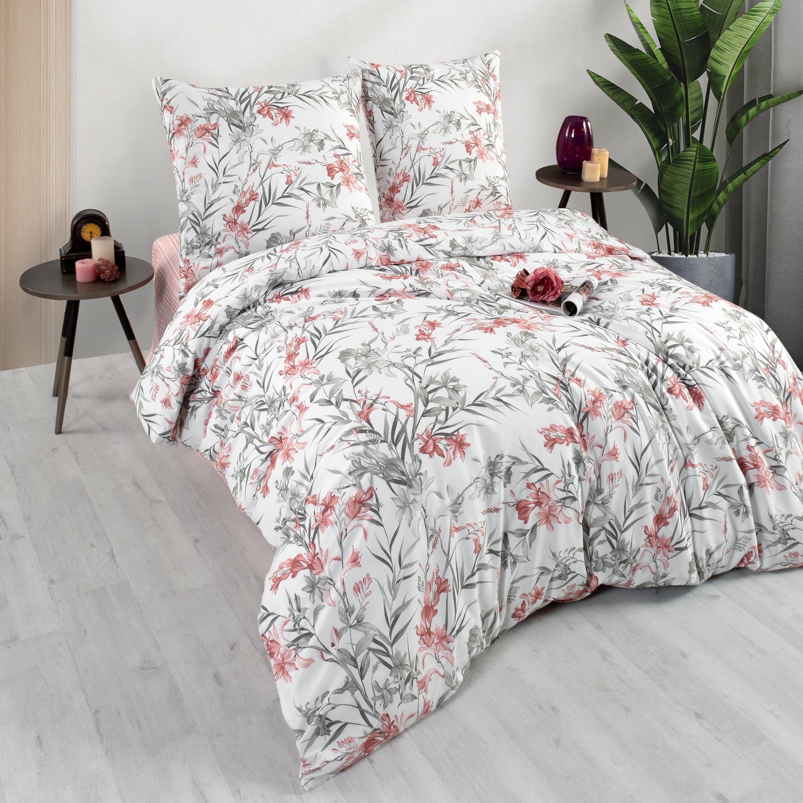 ZIRVEHOME Bettwäsche 155x220 cm. 4 teilig Set, Baumwolle bettbezug, Aprila