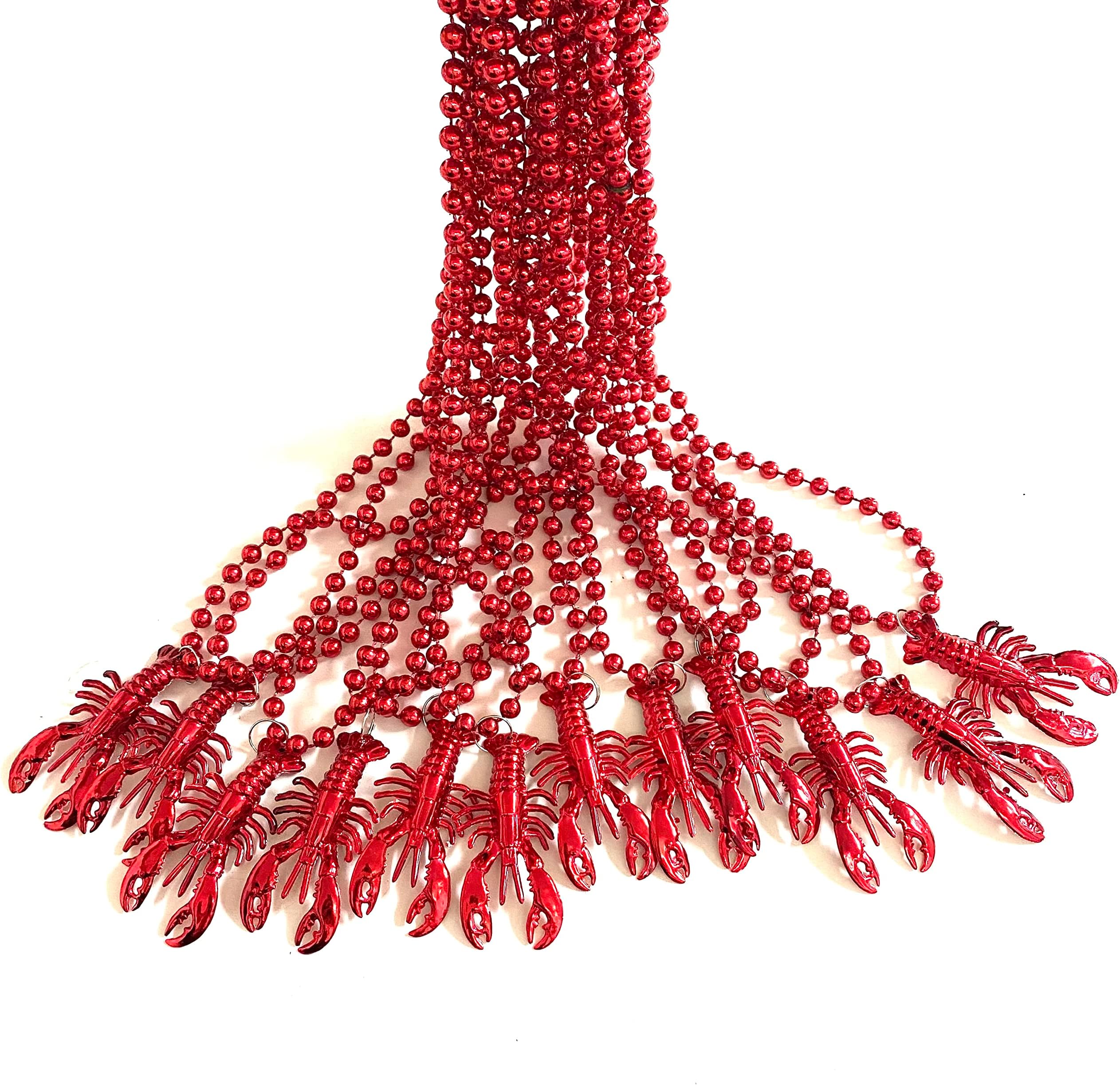 24 Pcs Crawfish Mardi Gras Beads Lobster Beads Parade Holiday Party Supplies Decorations