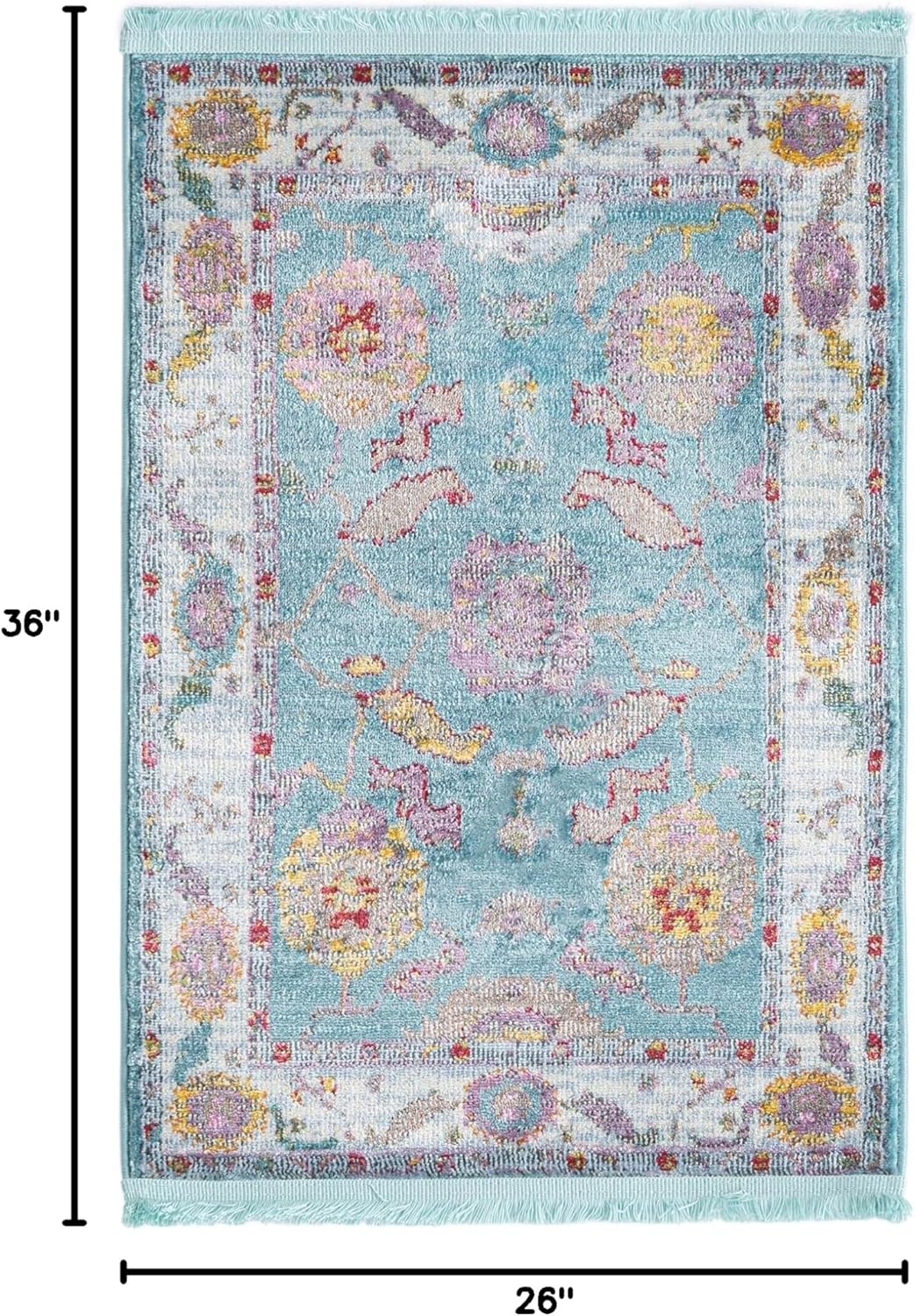 Rugs.com Paragon Collection Rug – 2' x 3' Aqua Medium-Pile Rug Perfect for Entryways, Kitchens, Breakfast Nooks, Accent Pieces