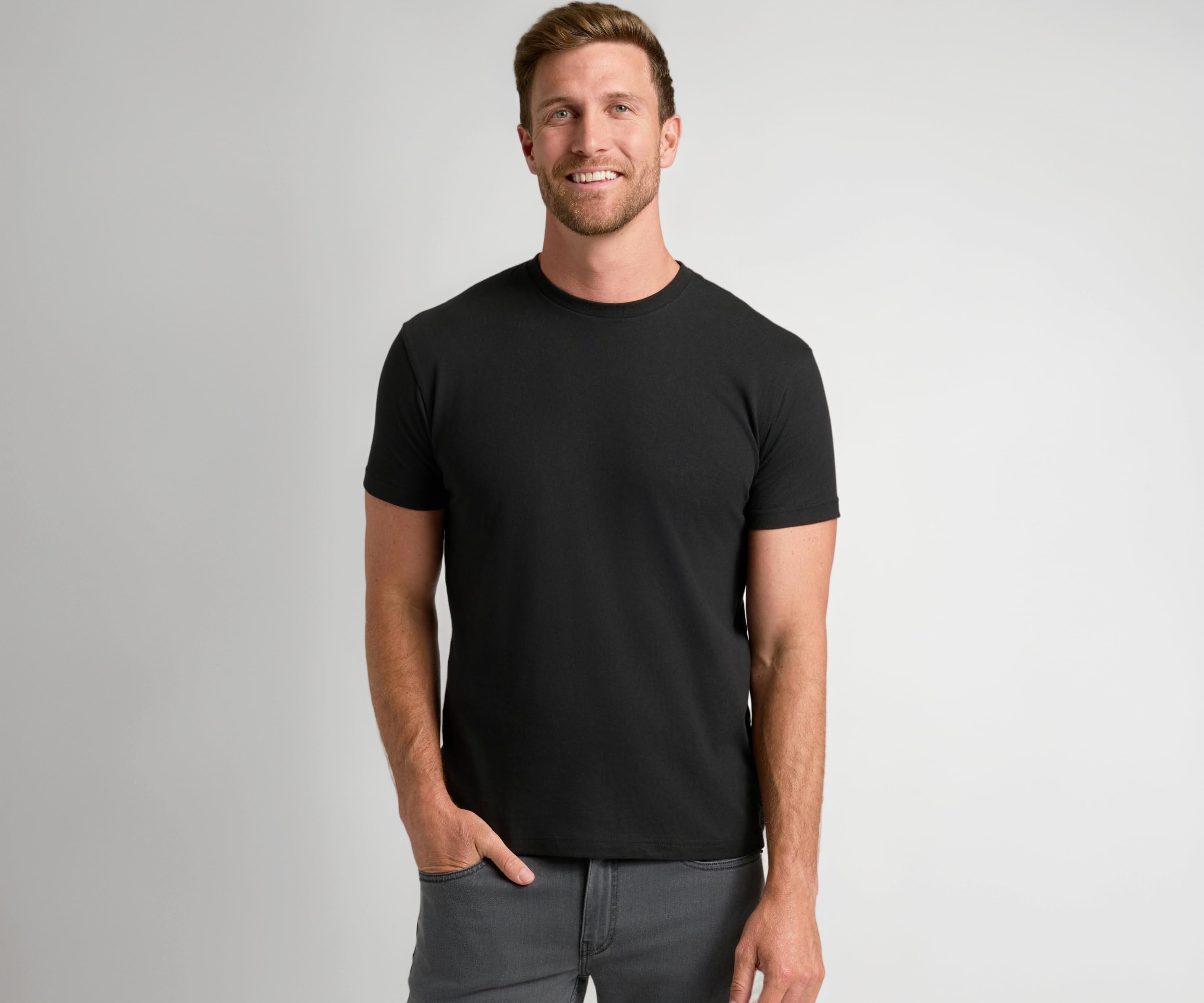 True Classic Men's Cotton Blend Round Neck T-Shirt, Half Sleeve, Black