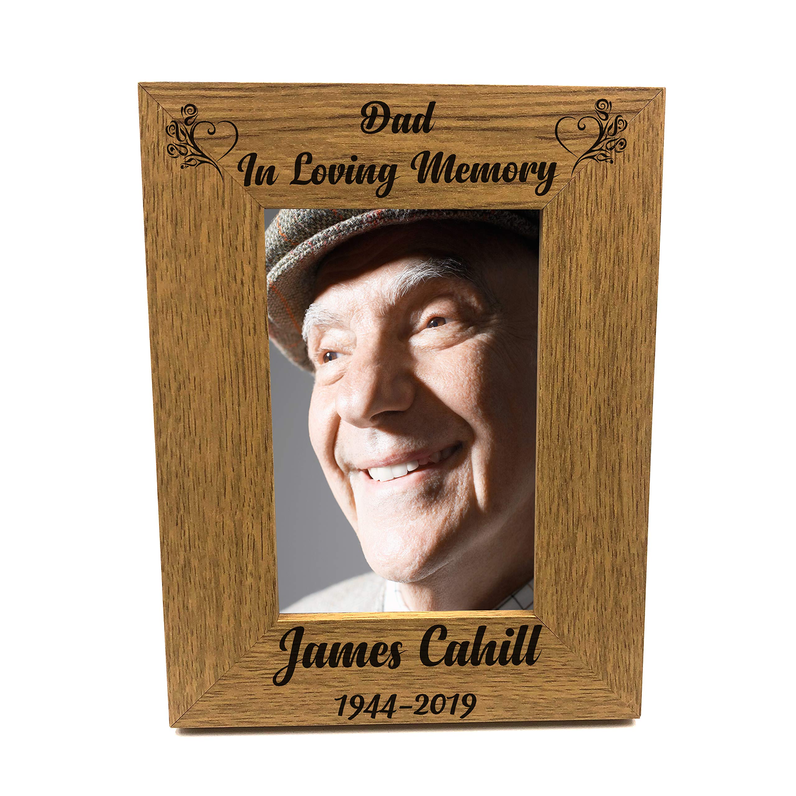 Ukgiftstoreonline Personalised Dad In Loving Memory Remembrance Engraved Wooden Photo Frame (5 X 7 Inch)