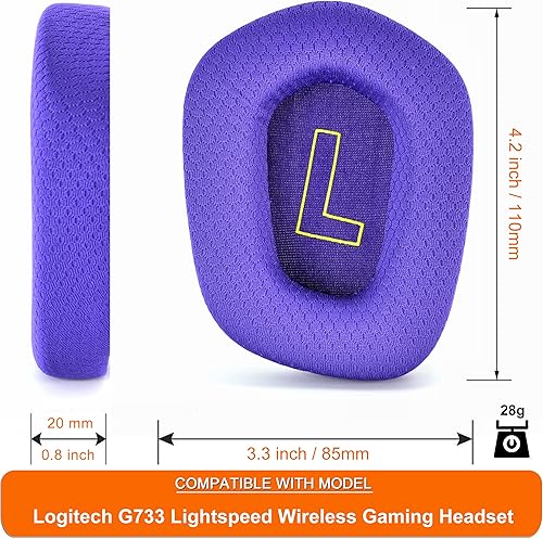 Miniatura 10 de Almohadillas G733  defean - Funda de repuesto para almohadillas de oído compatible con auriculares inalámbricos Logitech G733 G 733 Lightspeed para