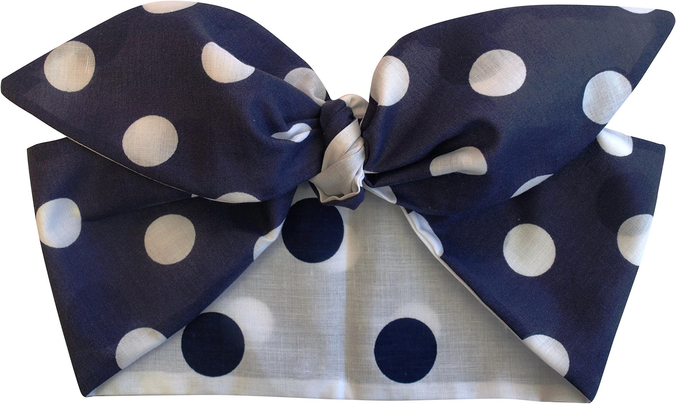 Gas Axe Inc Navy White Polka Dot Headscarf