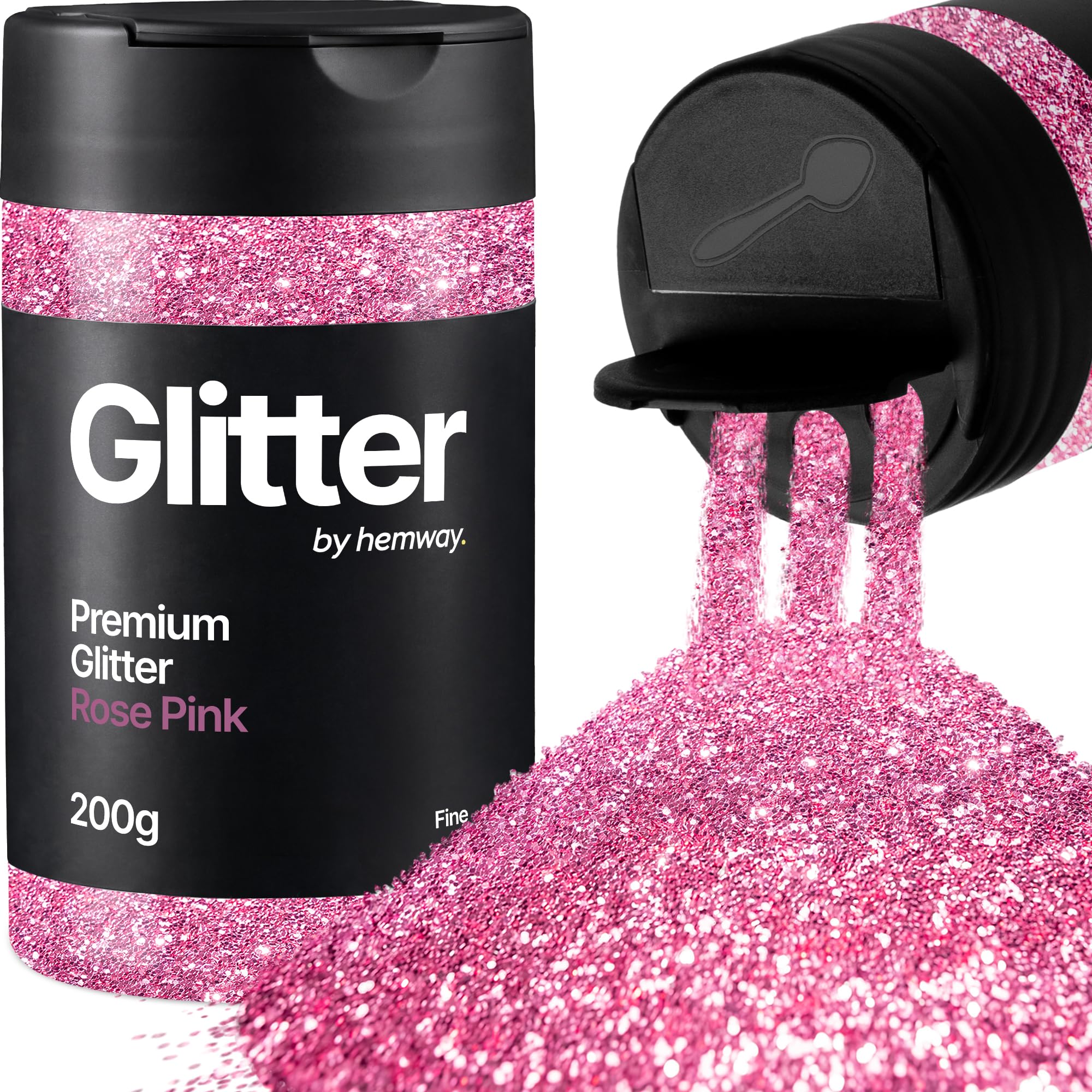 Hemway Rose Pink Glitter Shaker, 200g Fine Glitter for Crafts Metallic Flake Sequins for Resin & Epoxy Crafts for Decorating, Halloween, Christmas, Nail, Face, Art โ image 1