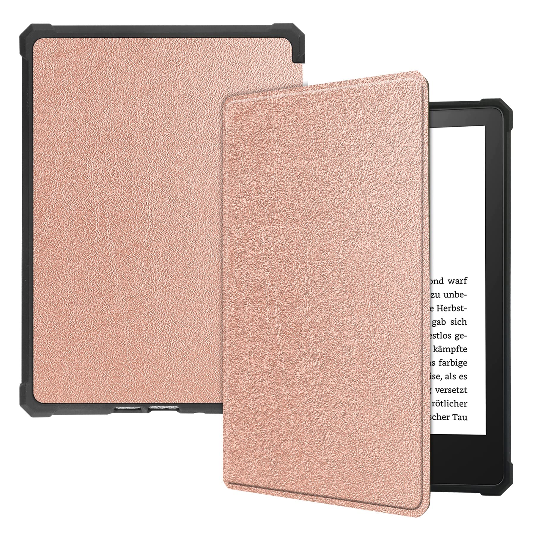 Slim Case dla Kindle PaperWhite (wersja 6,8 "2021), TPU. Skórzany przypadek Ochronna Smart Folio Shell Pokrywa z zamknięciem magnetycznym i funkcją stoiska auto Wake/sen(Rose Gold)