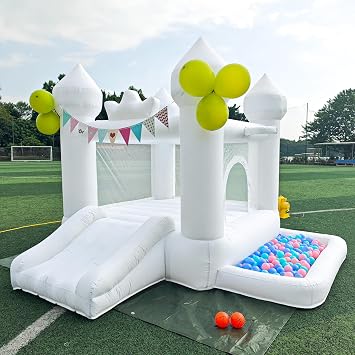 9FT White Bounce House Inflatable Toddler Bouncy House for 3-6 Age Kids | Inflatable Castle for Indoor and Outdoor Suitable for Family Gatherings Holiday Decorations Photography Includes Blower