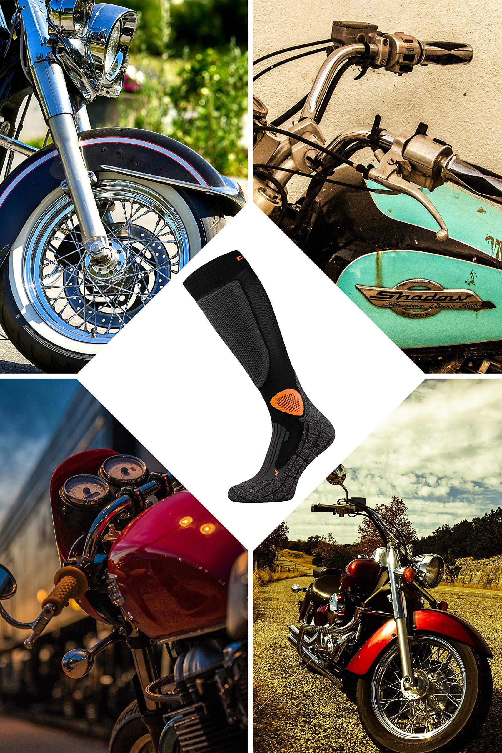 COMODO - Chaussettes Moto Trail | Homme et Femme Chaussettes pour Bottes de Moto (Vert noir, 39-42)