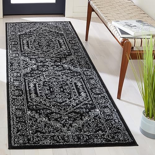 Miniatura 8 de Safavieh - Colección Adirondack, 2 pies 6 pulgadas x 8 pies, color azul marinomarfil, ADR108N, Medallón Oriental, alfombra para sala, recibidor,