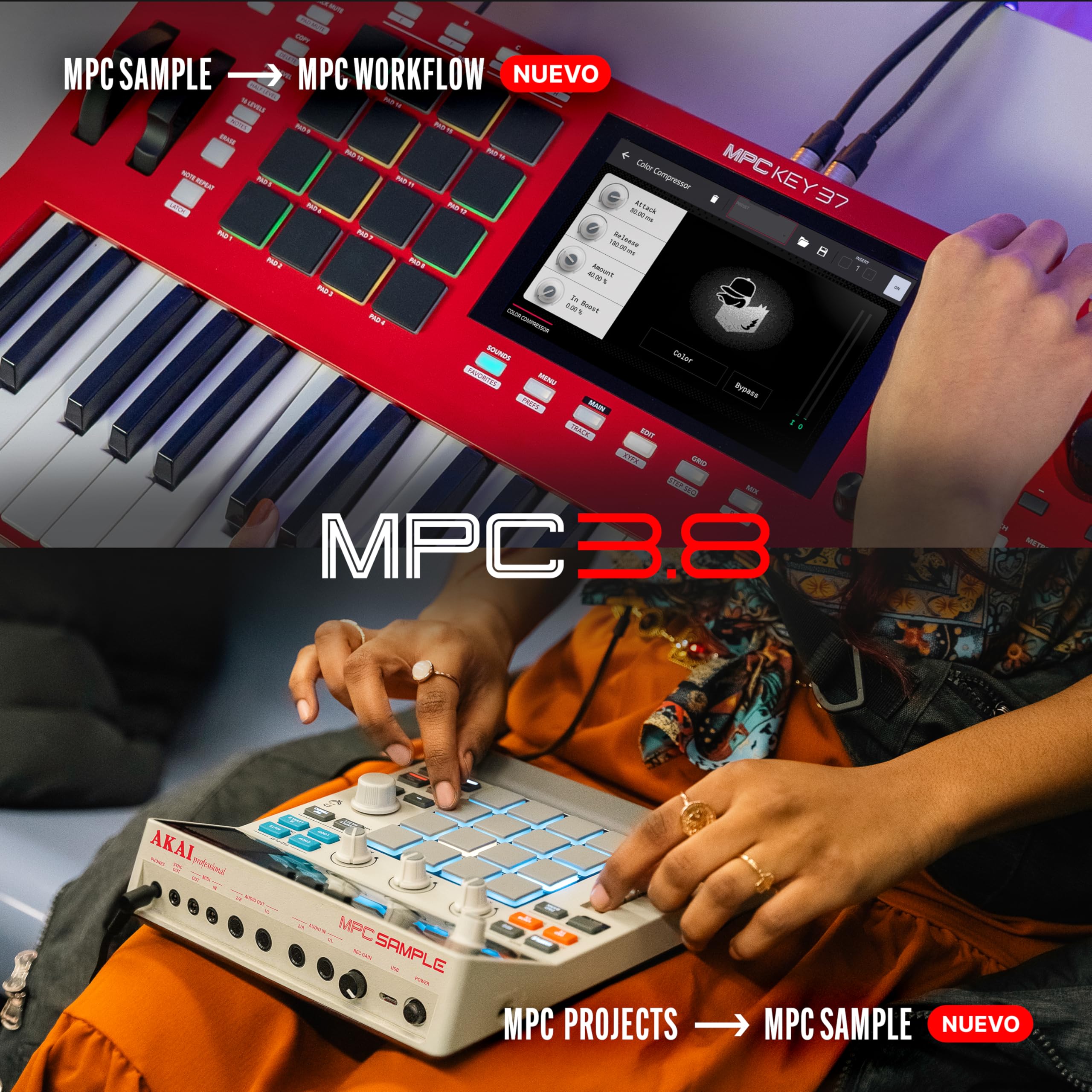 Akai Professional MPC Key 37 Sintetizador de Producción Independiente, Caja de Ritmos, Teclado MIDI, con Wi-Fi, Bluetooth, Pantalla Táctil, Plug-ins e Integración con Native Instruments