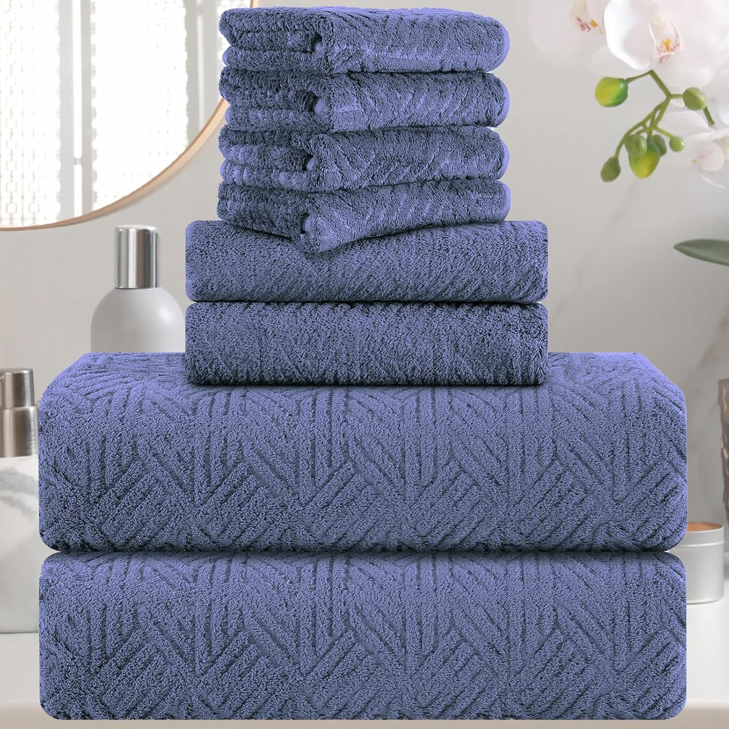 Bath Towels Set, 2 Oversized Large Towels/2 Hand Towels/4