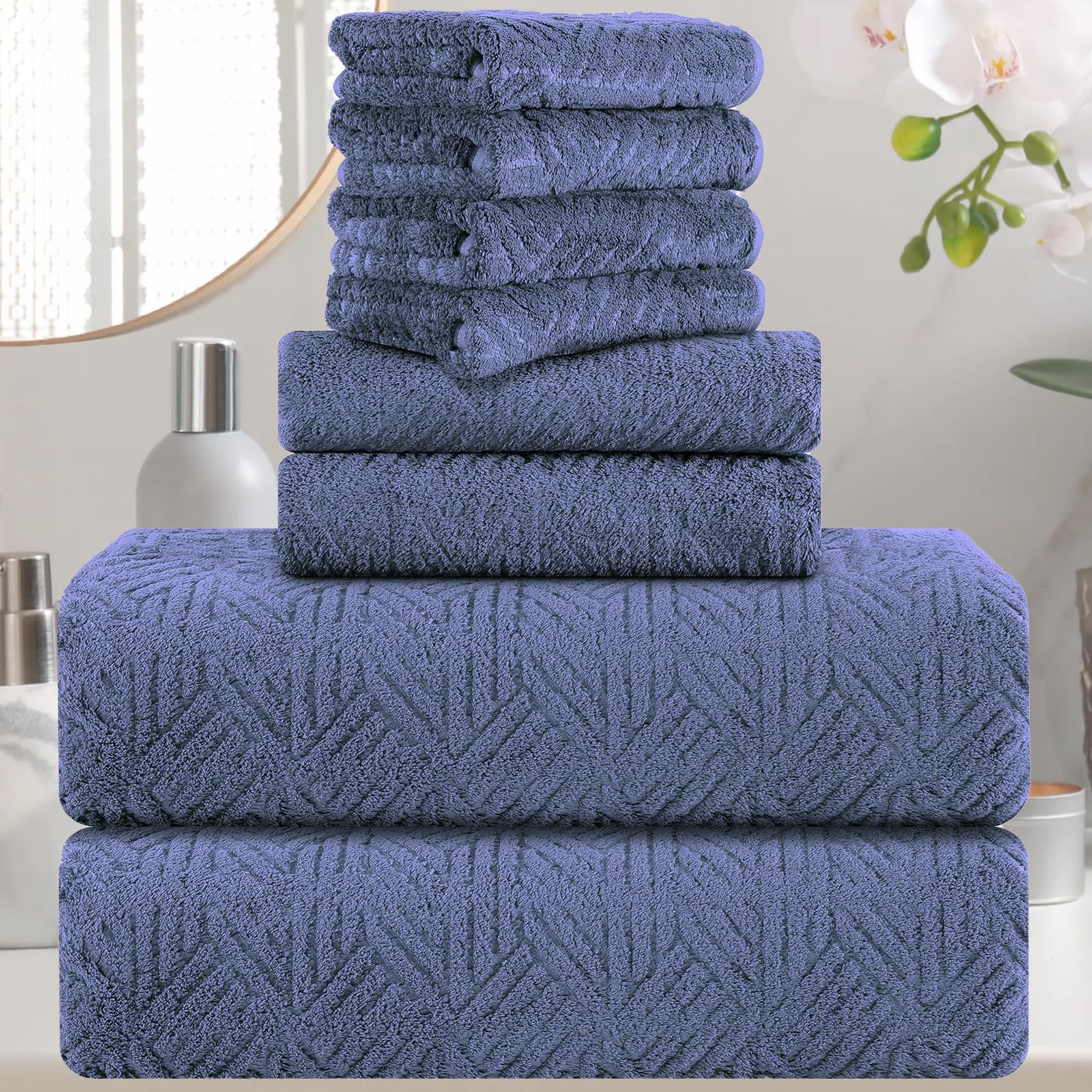 CHINO Violet Bath Towels Set, 2 Oversized Large Towels/2 Hand Towels/4 Washcloths, Quick Dry Towel Super Soft Absorbent Luxury Towel Set Hotel Spa