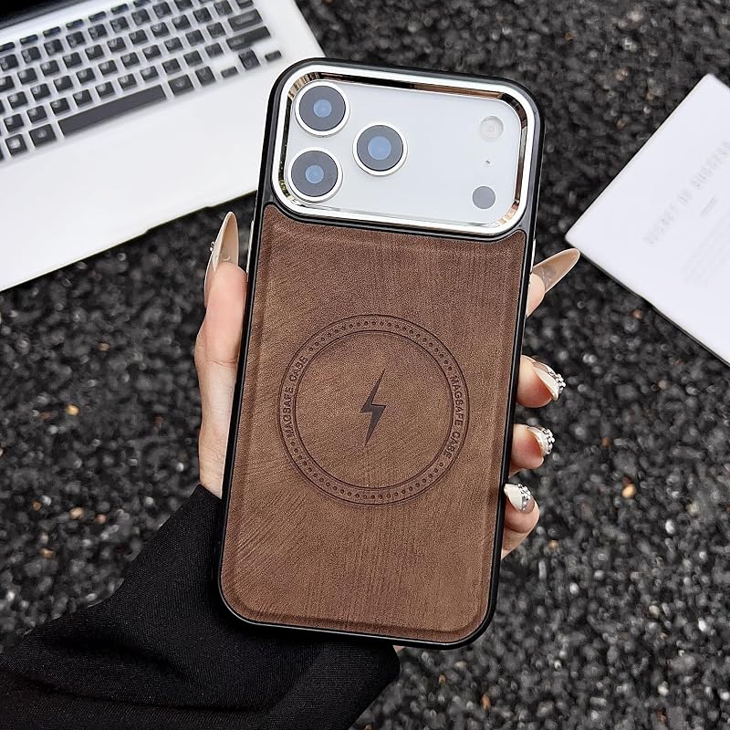 Luxuriöse Lightning Mark Lederhülle mit magnetischer Stoßdämpferabdeckung für iPhone 11 Pro (für iPhone 11 Pro/Kaffee)