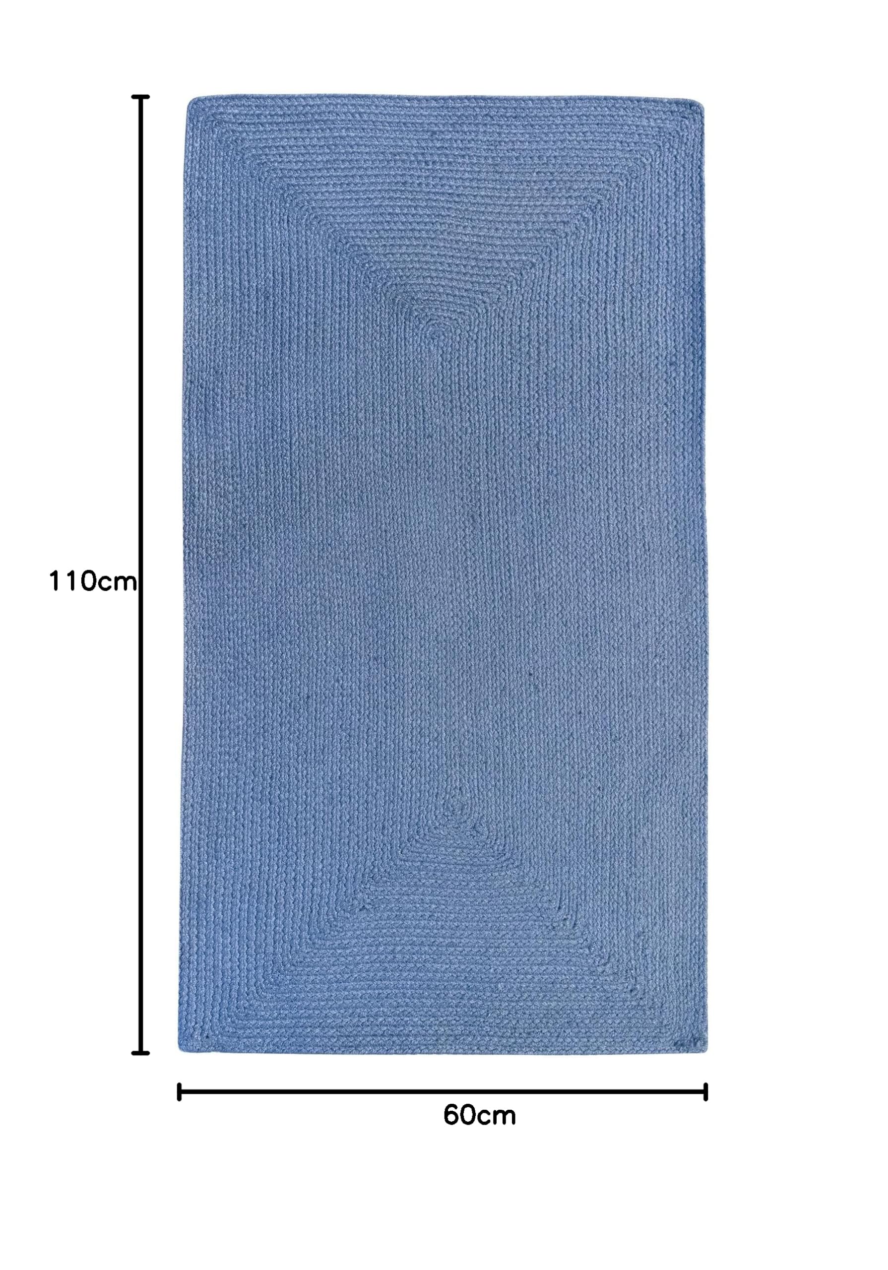 HAMID Outdoor Teppich aus recyceltem PET – Waschbar, Wasserfest & Pflegeleicht – Nachhaltiger In & Outdoor Teppich für Terrasse, Balkon, Garten oder Wohnzimmer (110x60cm, Blau)